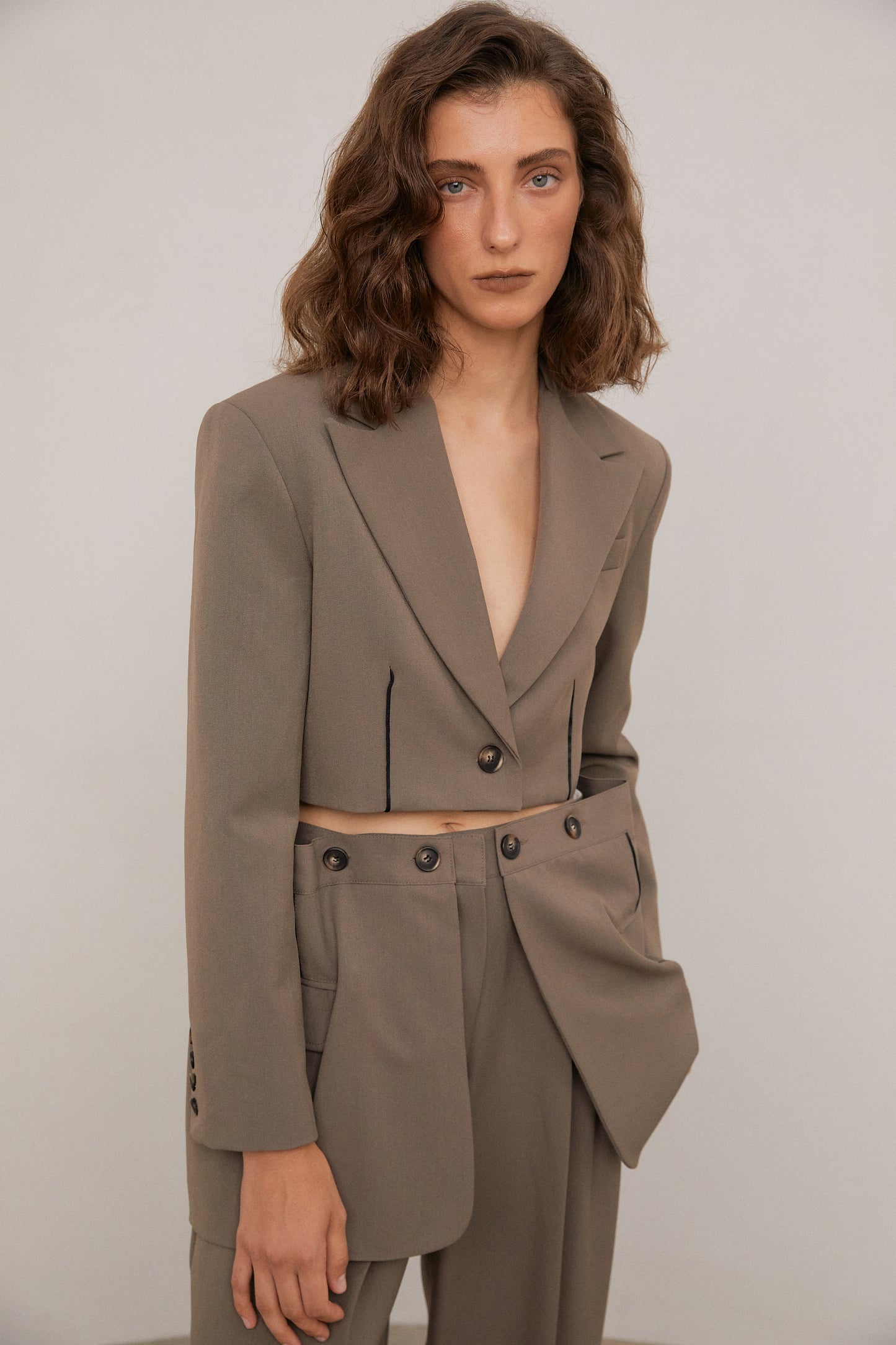 Lined Cropped Blazer, Espresso