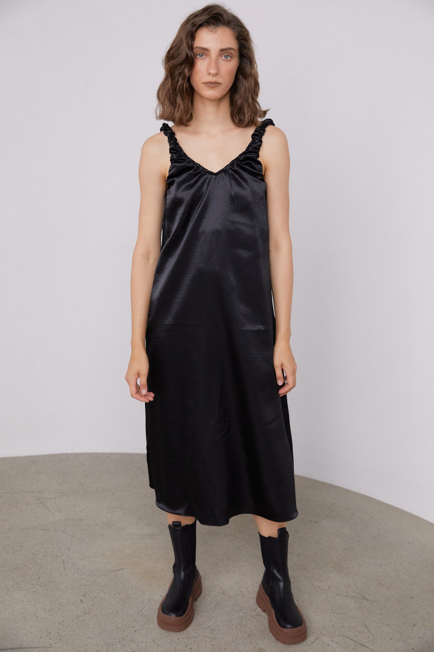 Satin Effect Slip Dress, Black