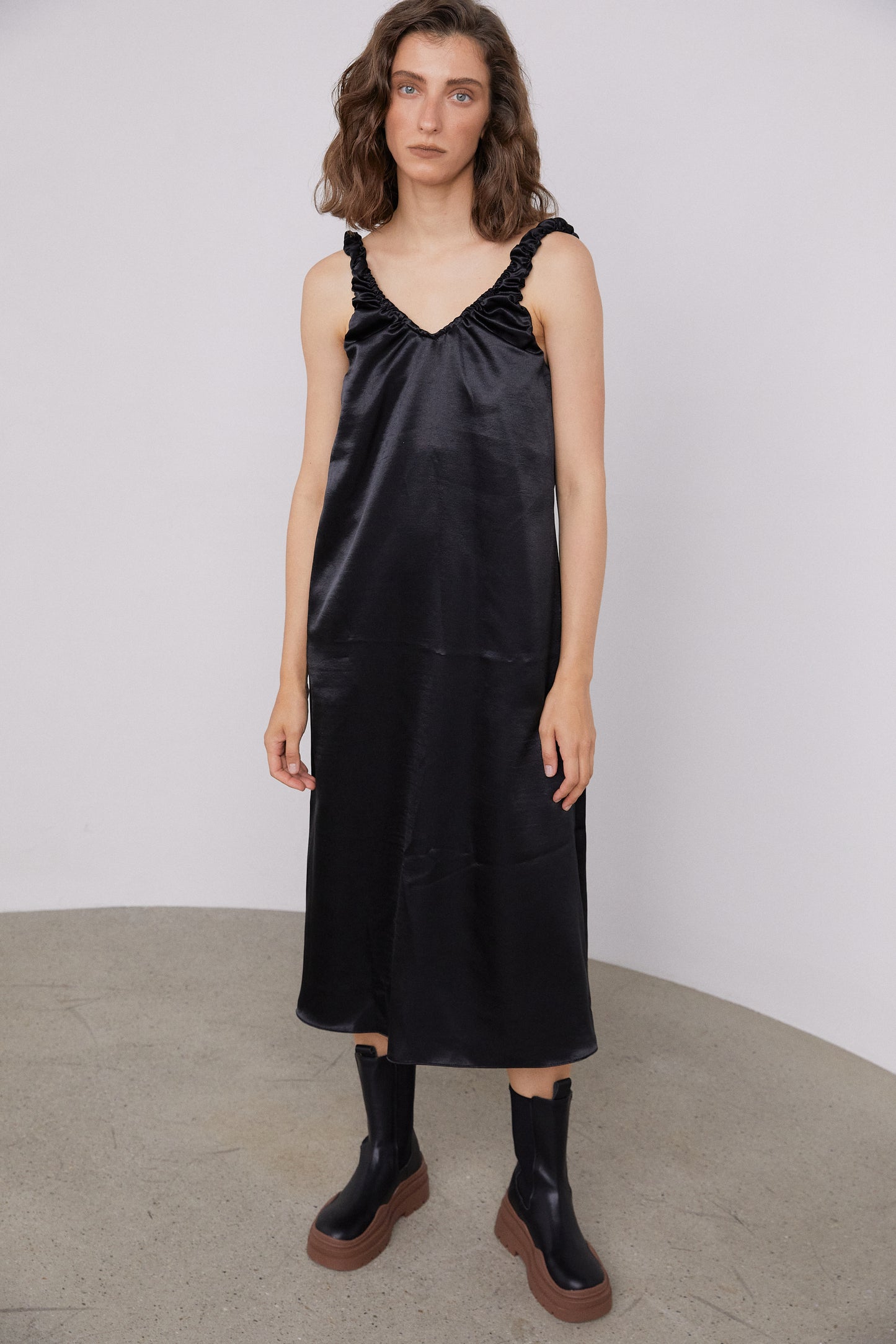 Satin Effect Slip Dress, Black