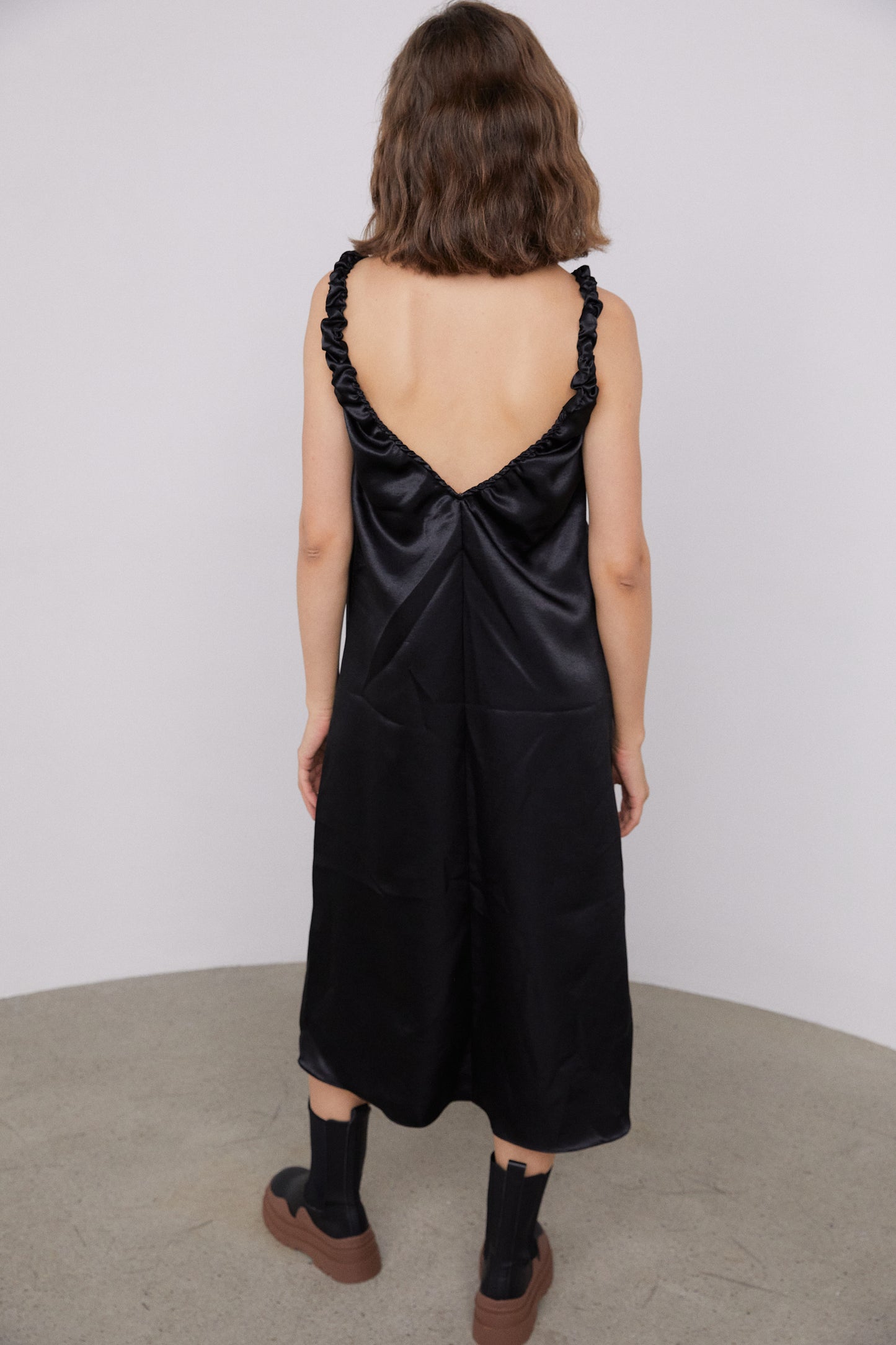 Satin Effect Slip Dress, Black