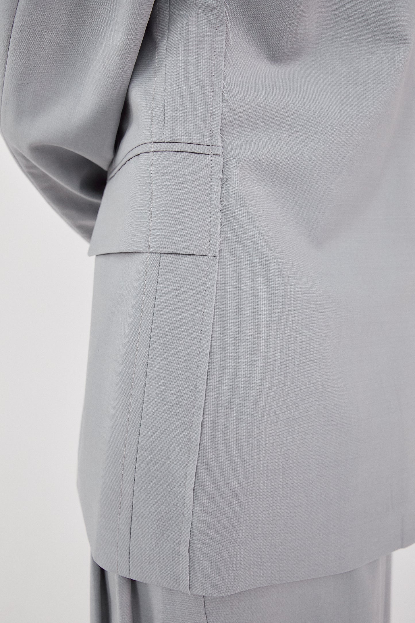 Padded Shoulder Structured Blazer, Cloud Gray