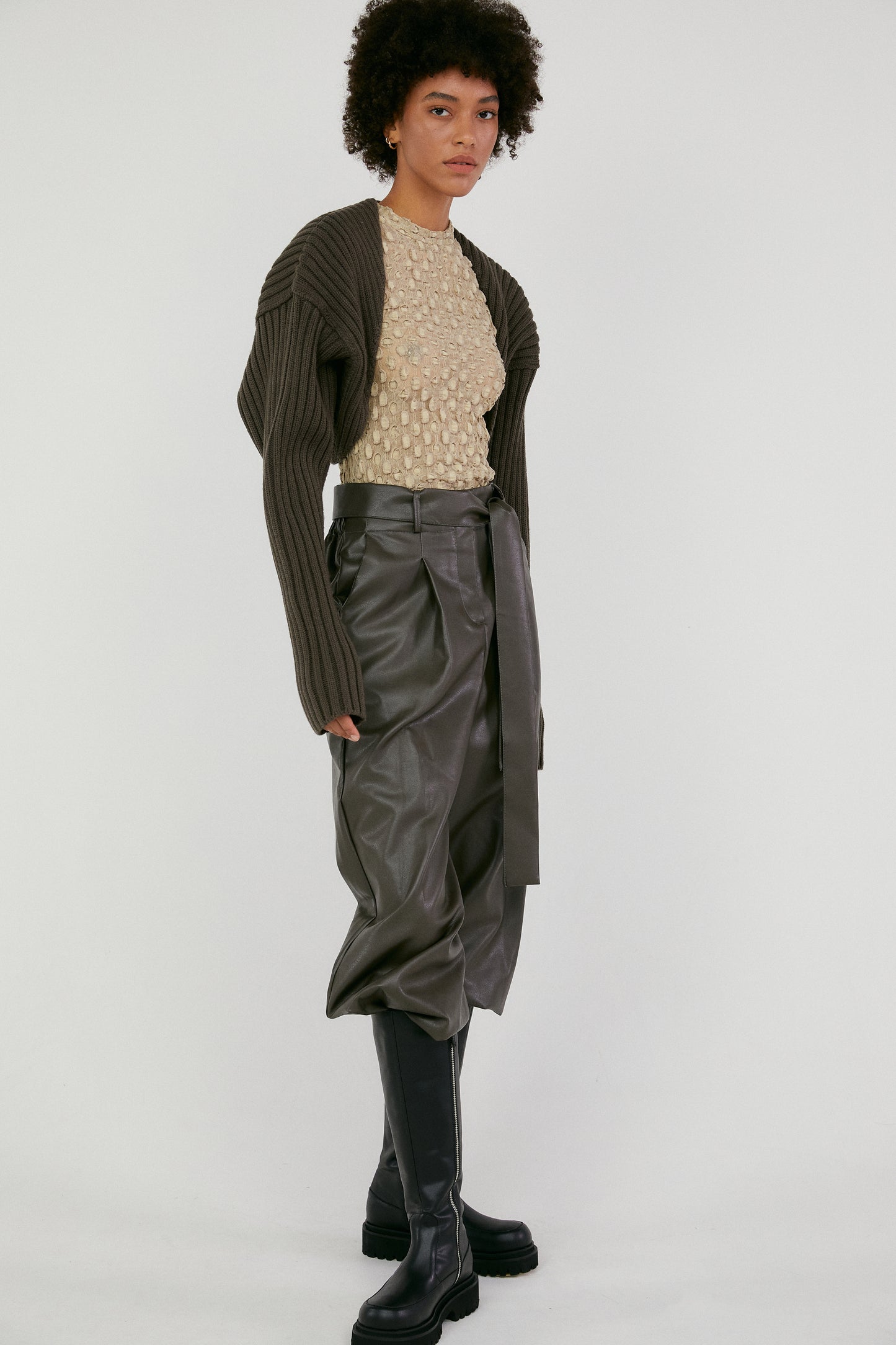 Faux Leather Jogger Pants, Dark Green