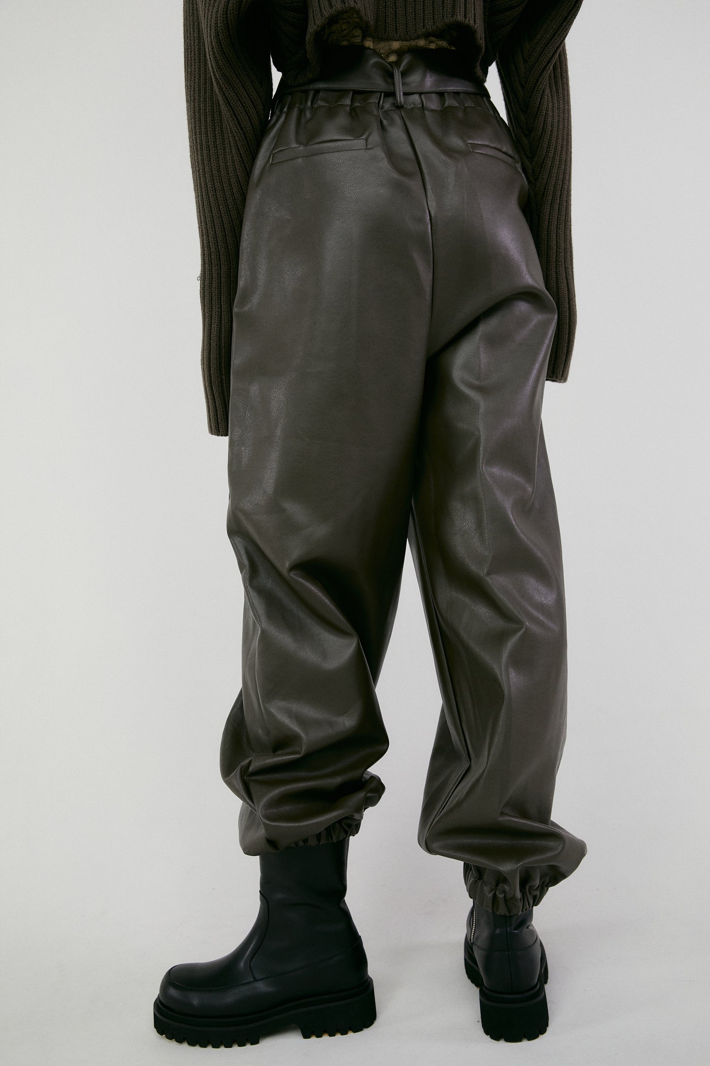 Faux Leather Jogger Pants, Dark Green