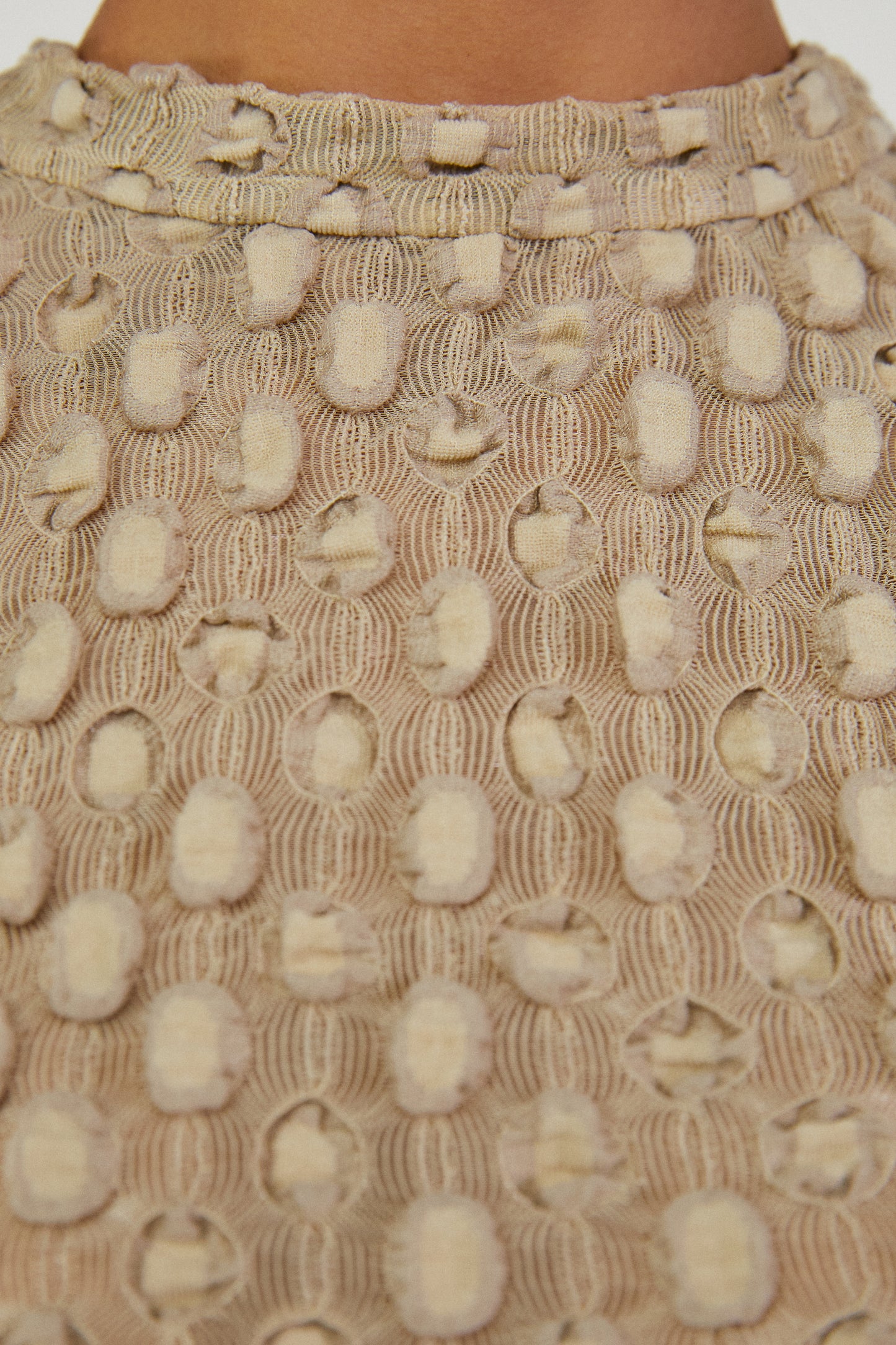 Dotted Texture Top, Khaki Beige