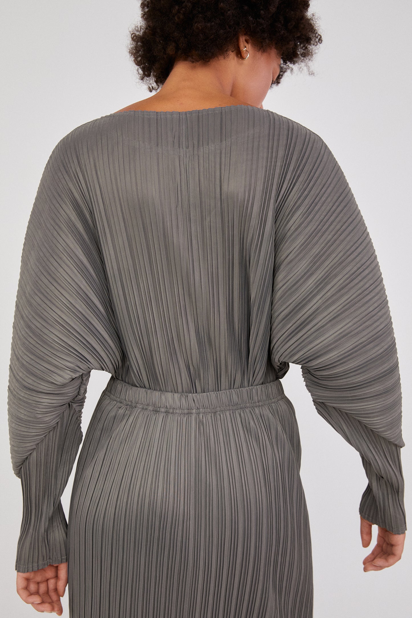 Pleated Stretchy Jersey Skirt, Steel Grey