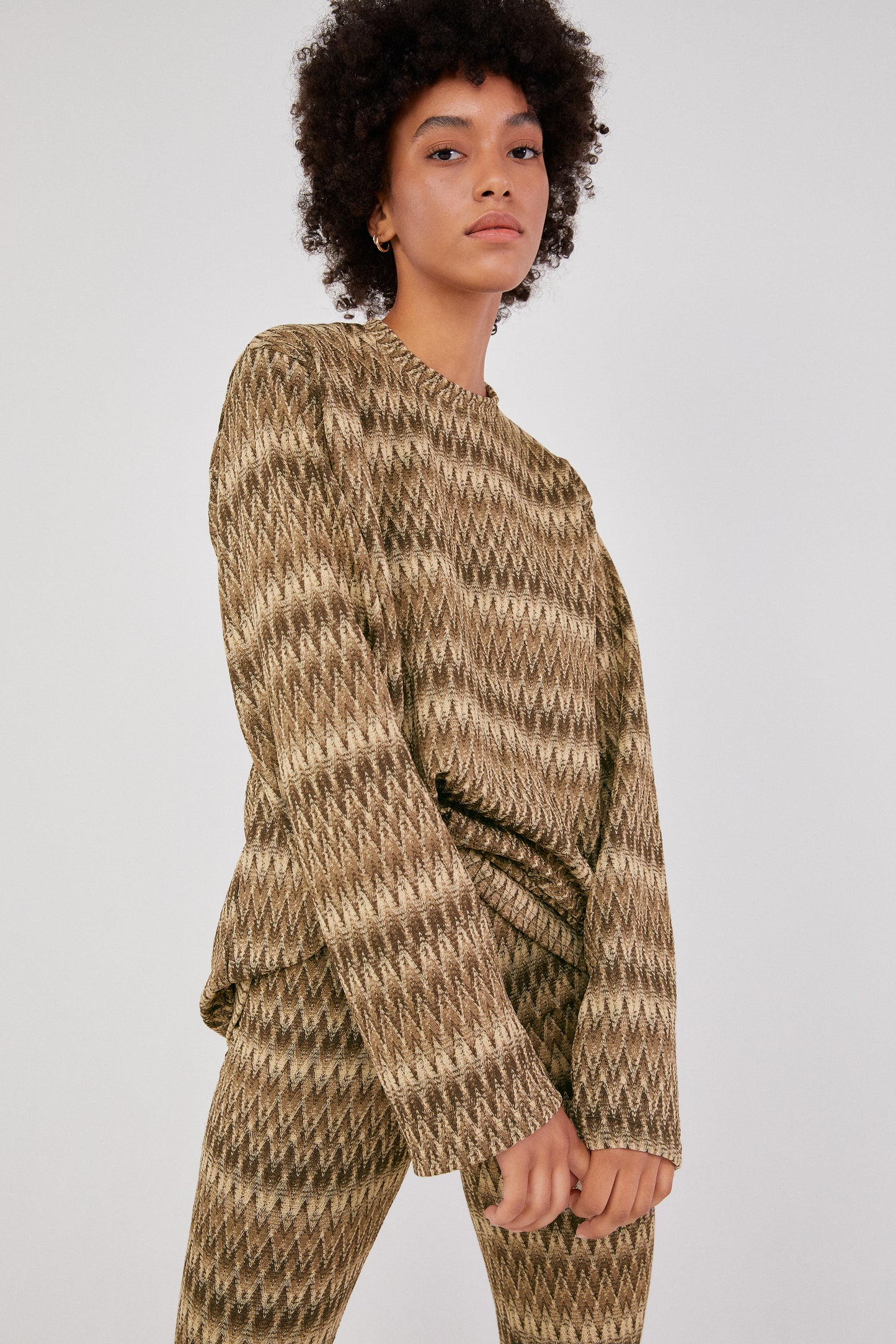 Multi-Color Oversized Knit Top, Tiramisu