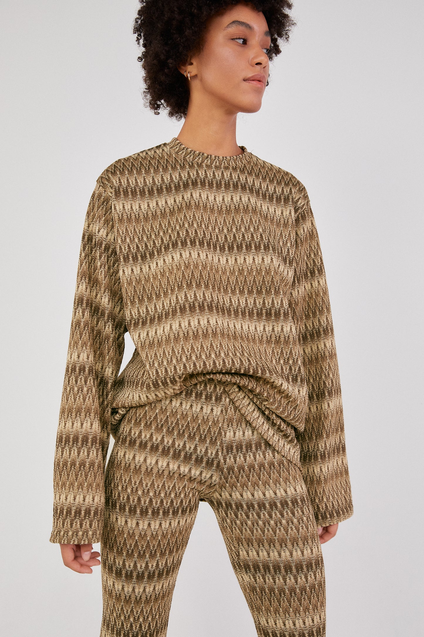Multi-Color Oversized Knit Top, Tiramisu