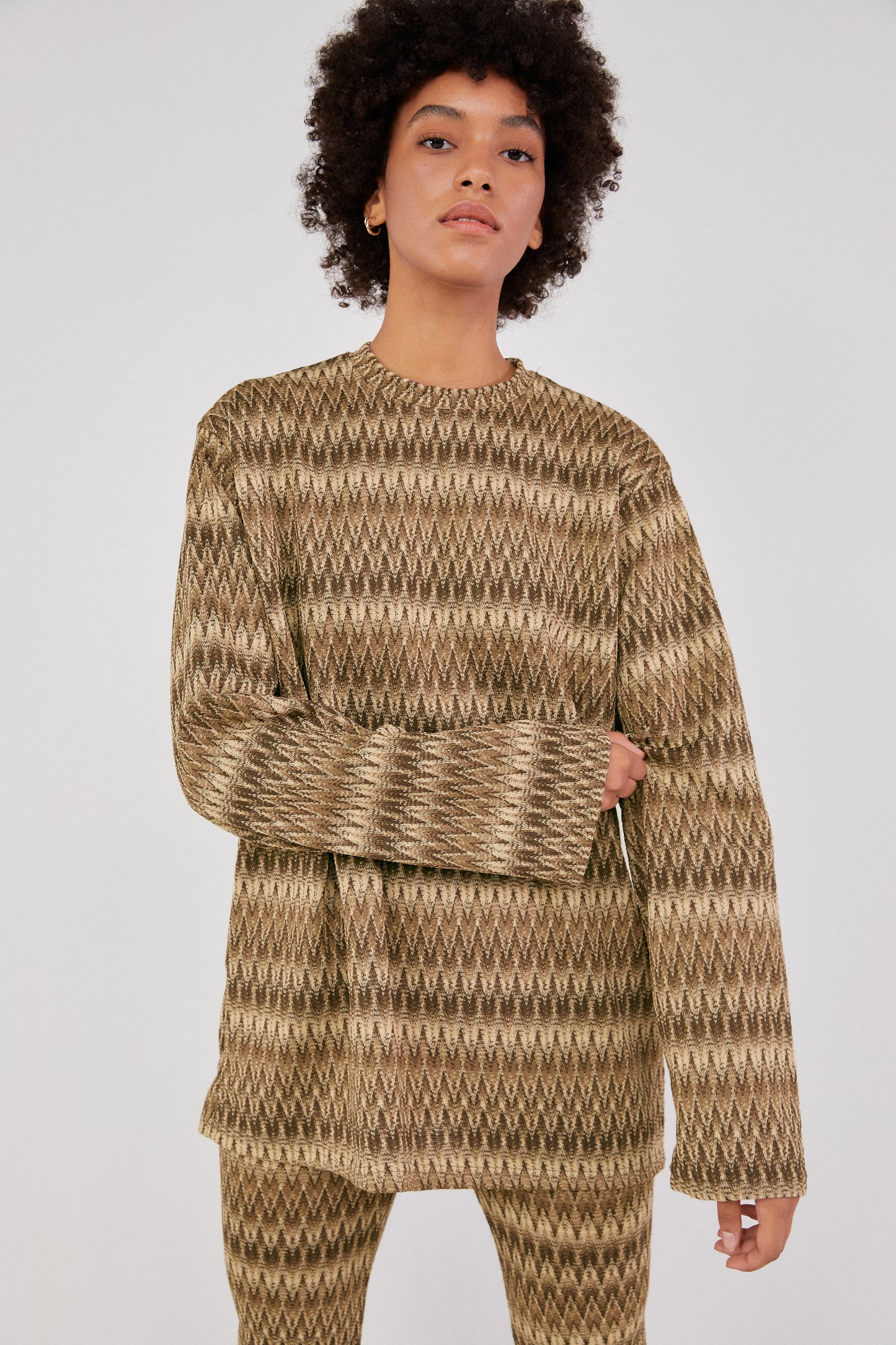 Multi-Color Oversized Knit Top, Tiramisu