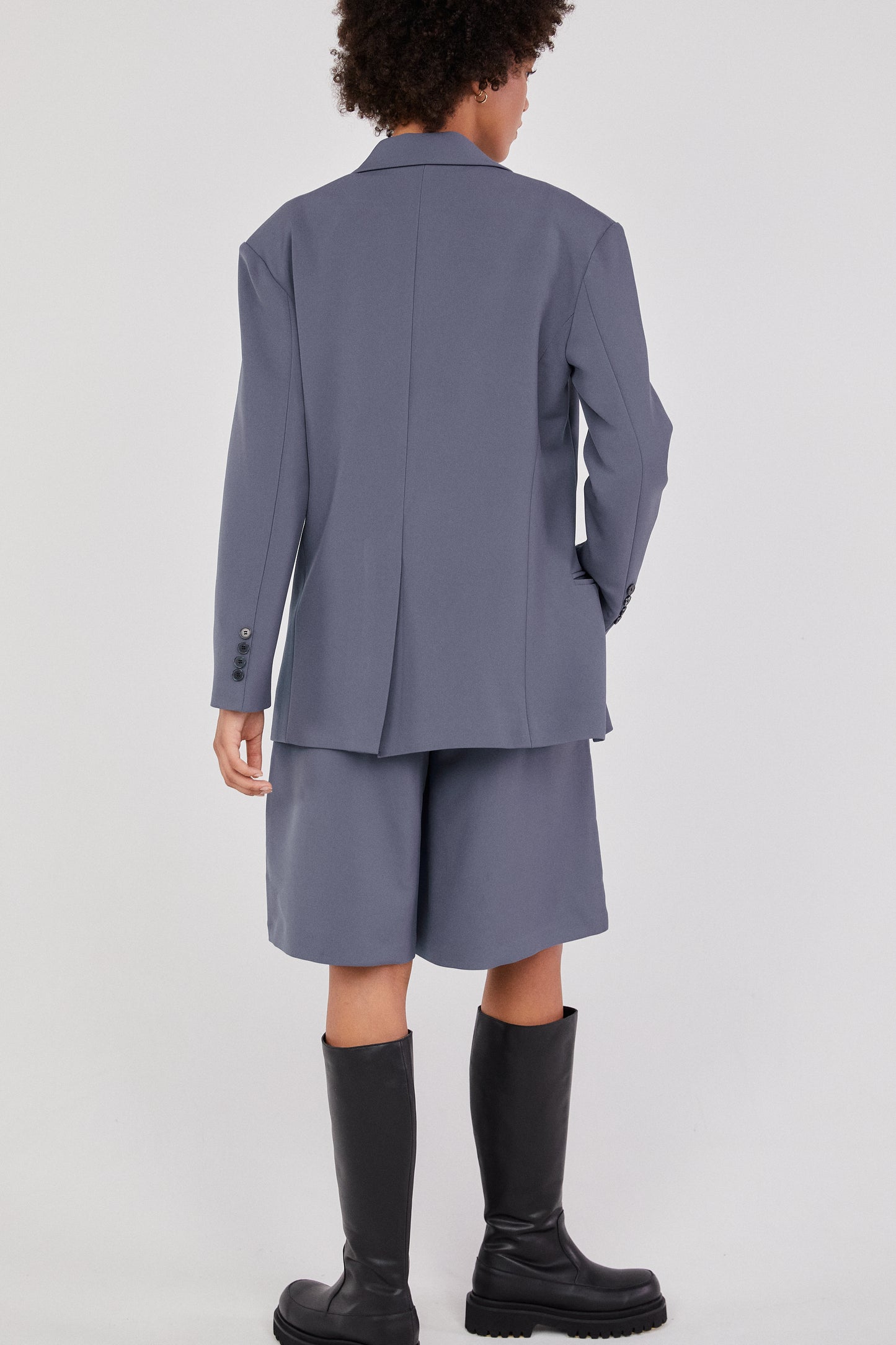 Boxy Oversized Blazer, Graphite Blue
