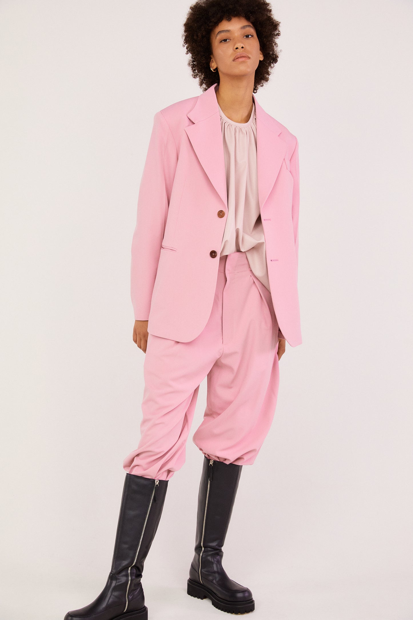 Notch Lapel Suit Blazer, Pastel Pink