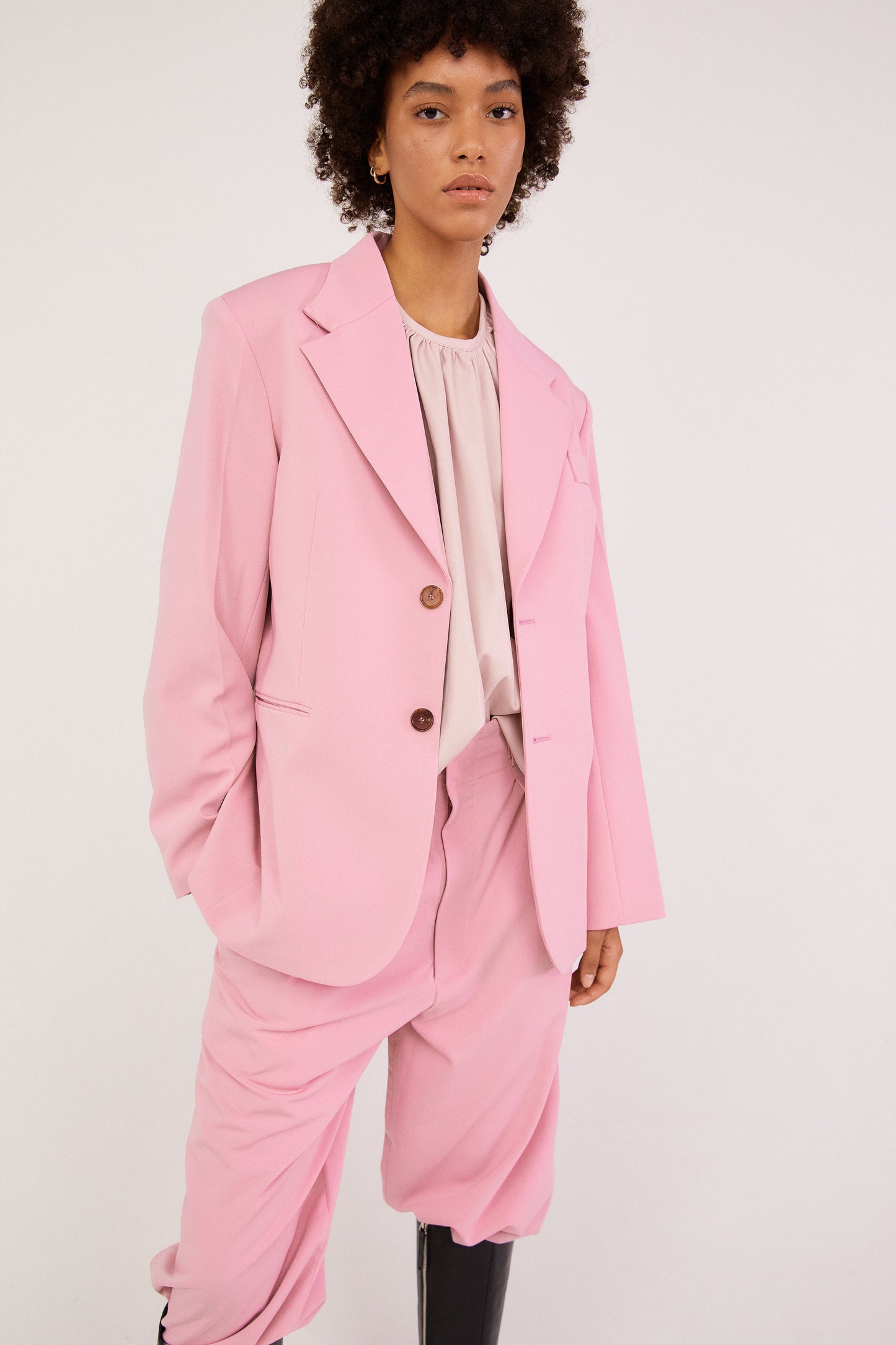 Notch Lapel Suit Blazer, Pastel Pink