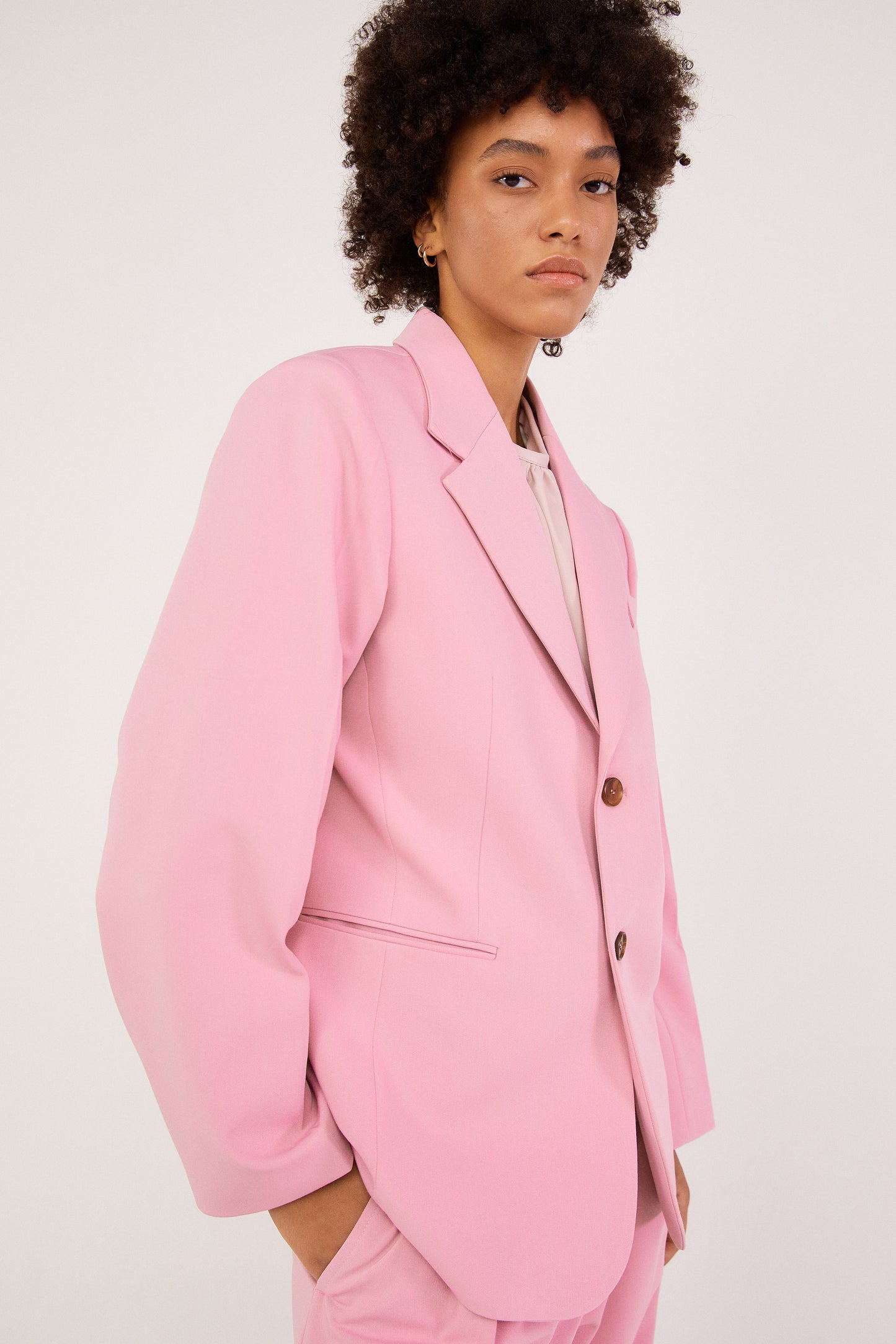 Notch Lapel Suit Blazer, Pastel Pink