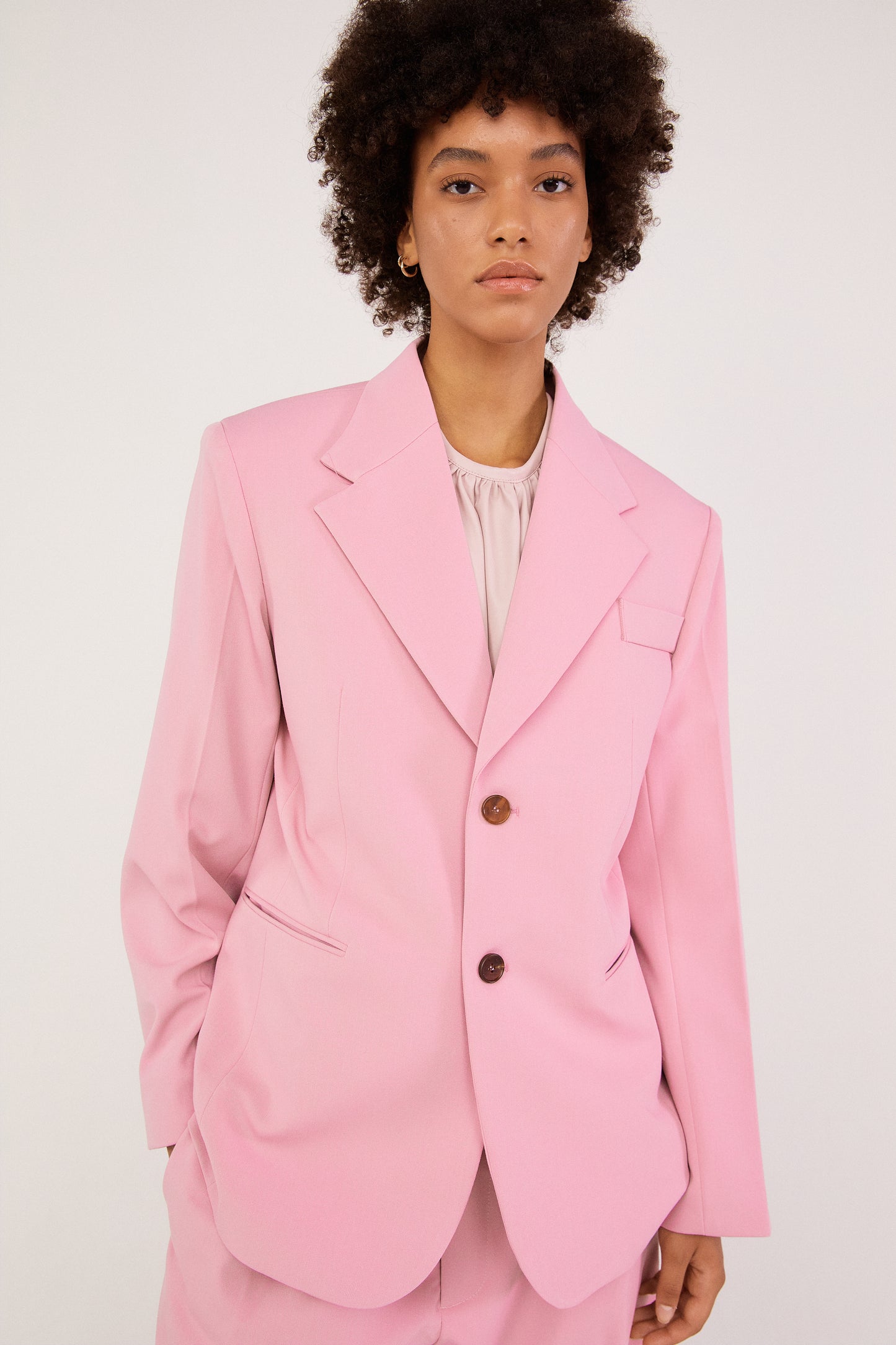 Notch Lapel Suit Blazer, Pastel Pink