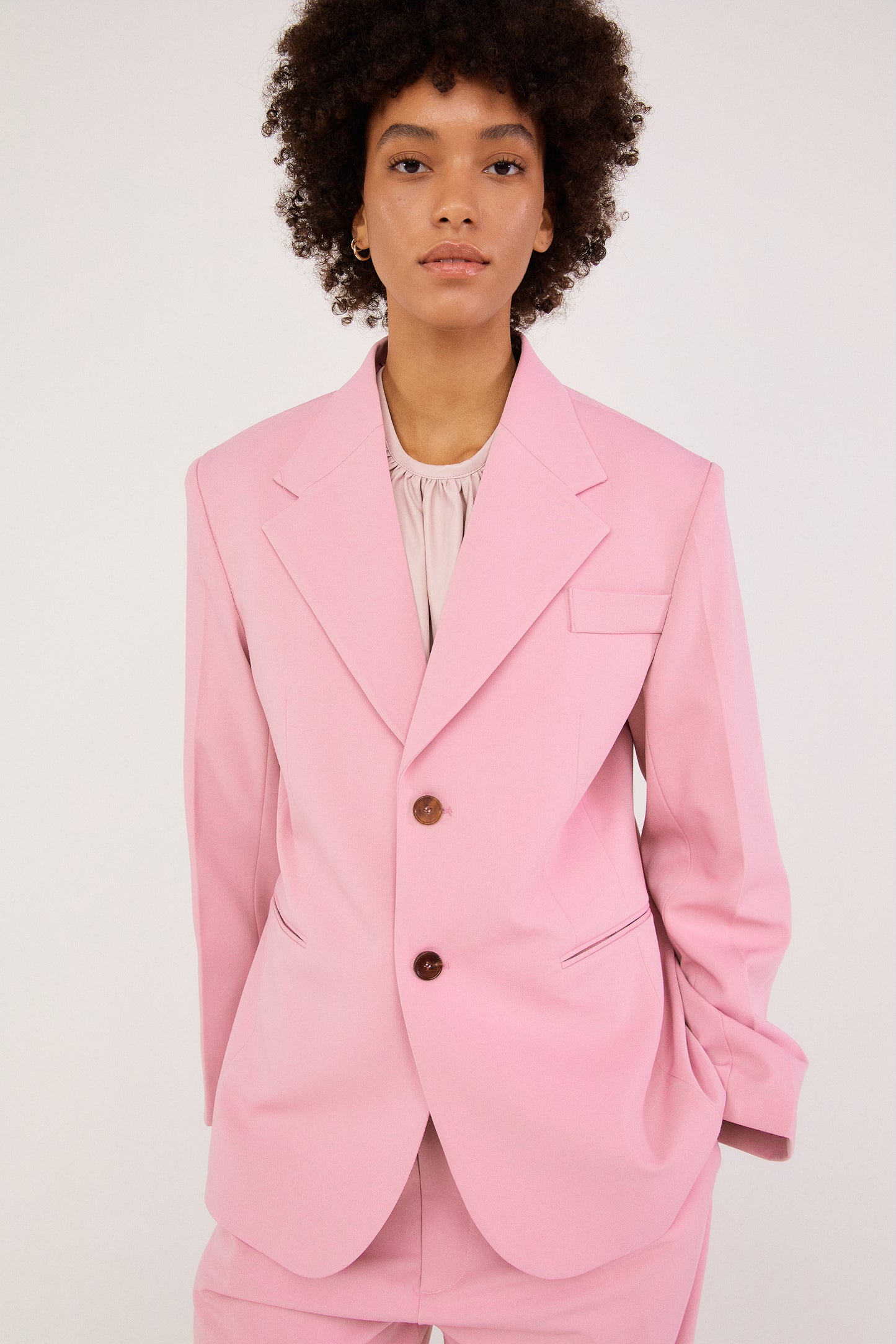 Notch Lapel Suit Blazer, Pastel Pink