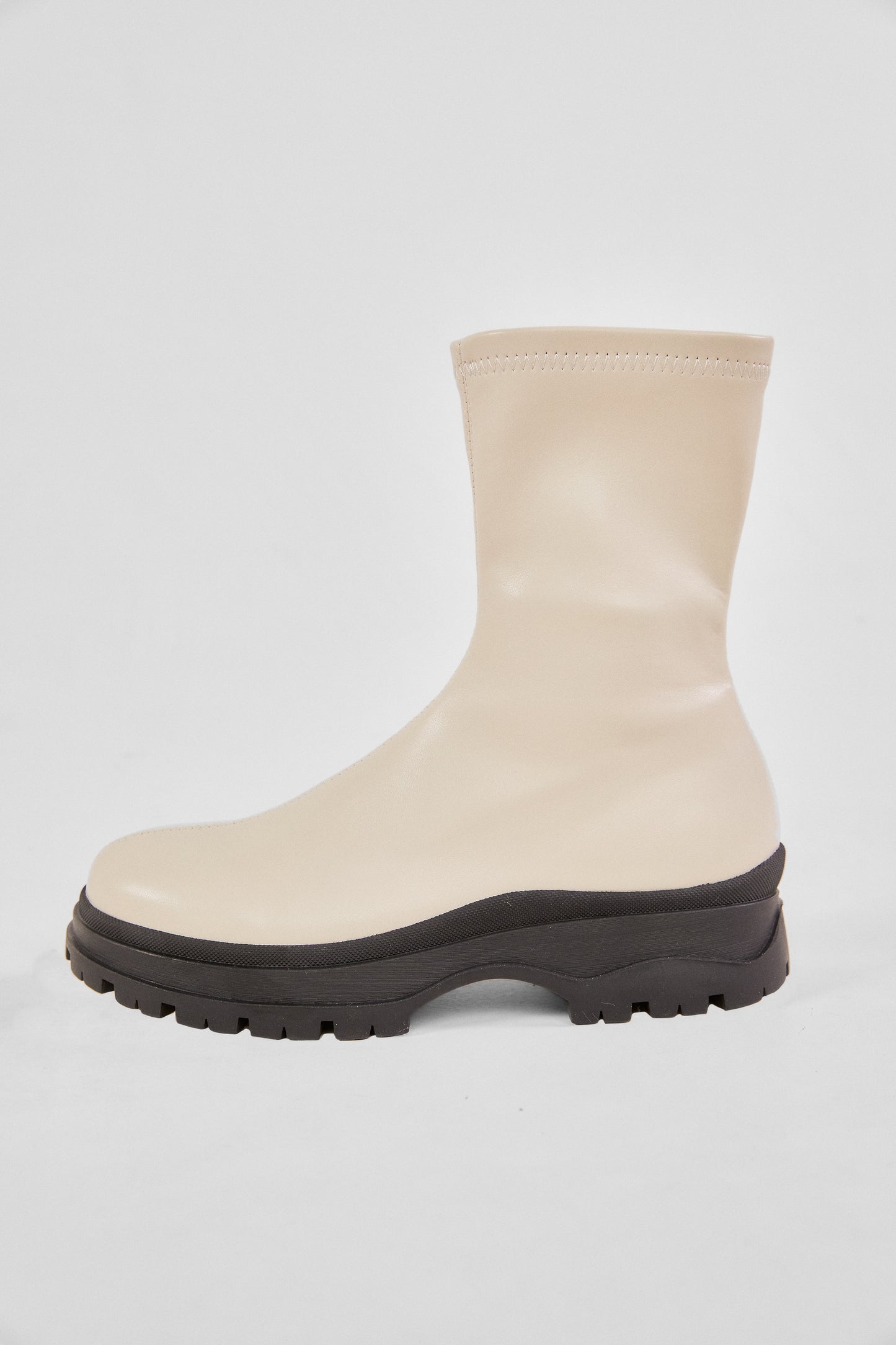 Lug Sole Leather Sock Sneakers, Ivory