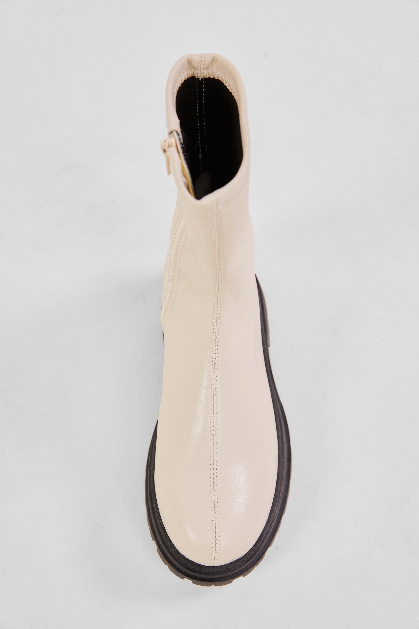 Lug Sole Leather Sock Sneakers, Ivory