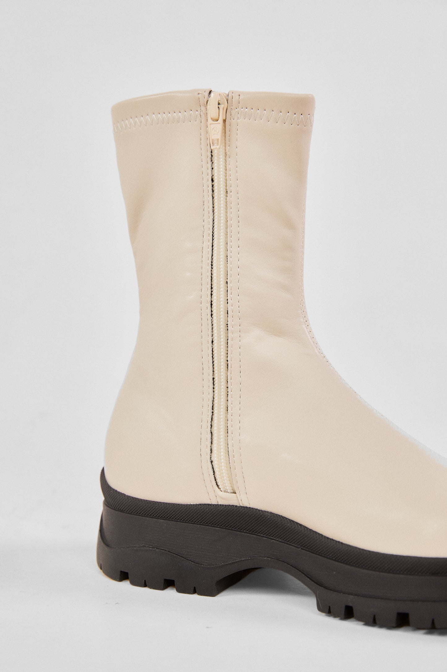 Lug Sole Leather Sock Sneakers, Ivory