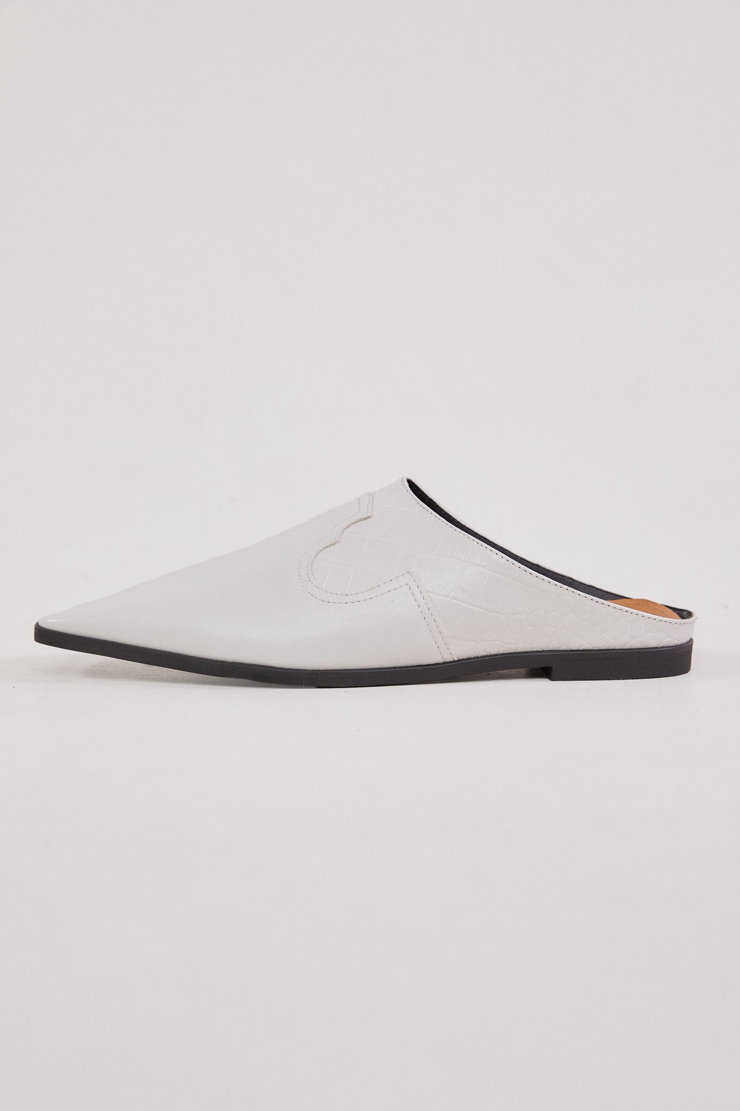Oxford Leather Mule Slides, White
