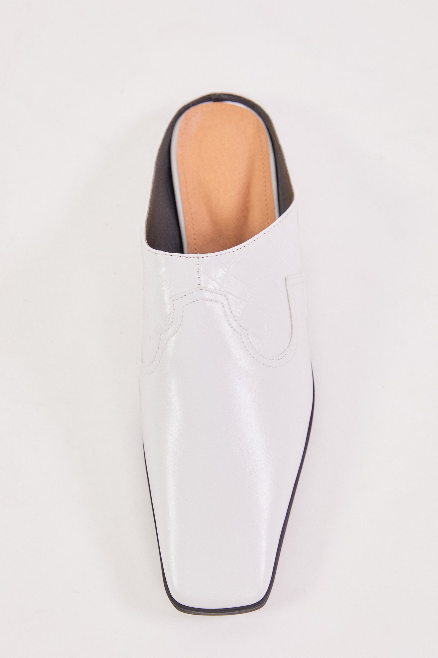 Oxford Leather Mule Slides, White
