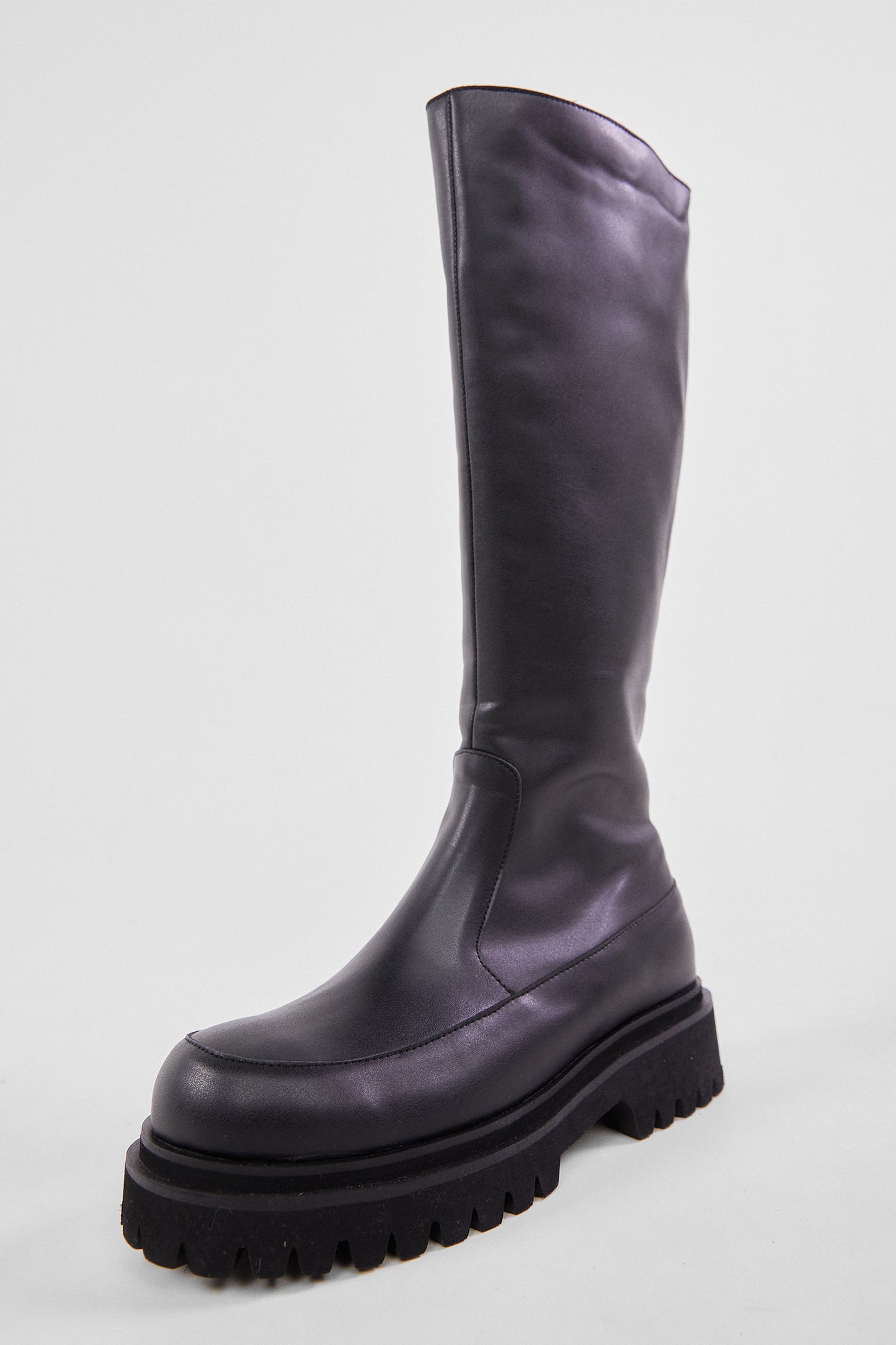 Lug Sole Tall Boots, Black
