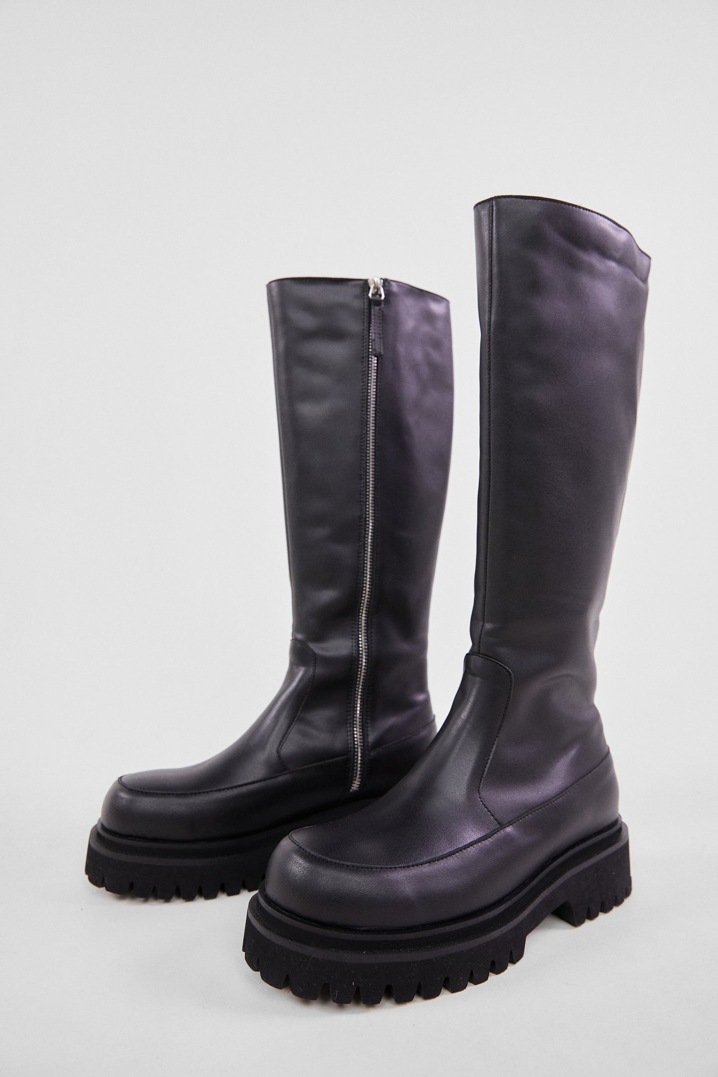 Lug Sole Tall Boots, Black