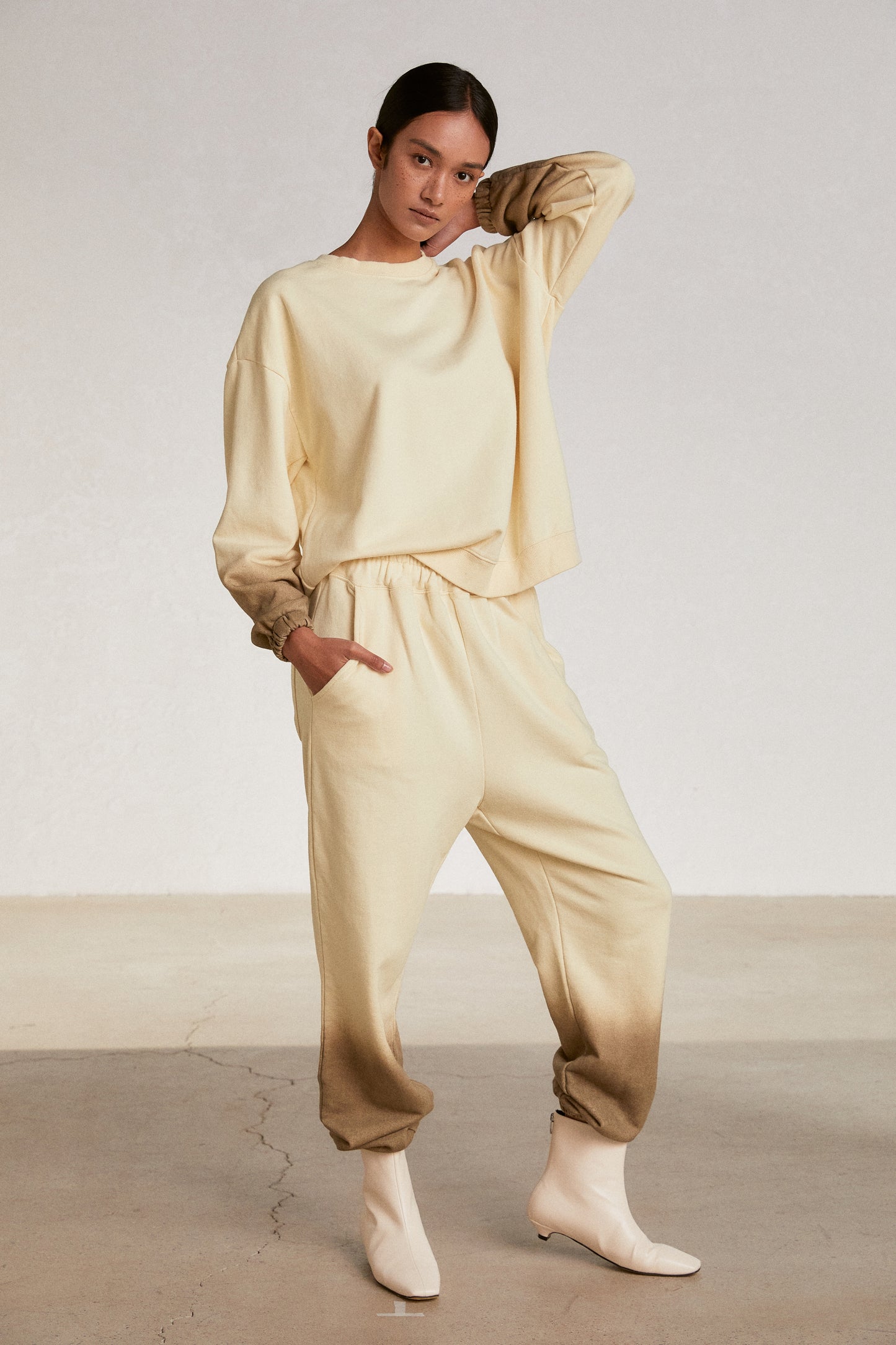 Ombre Sweatpants, Cream Yellow