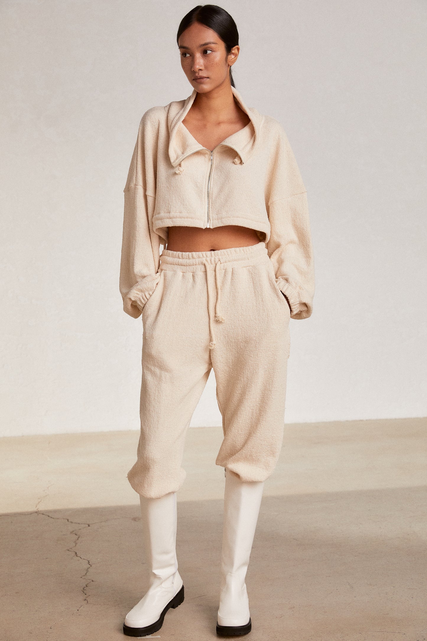 Terry Knit Sweatpants, Ivory