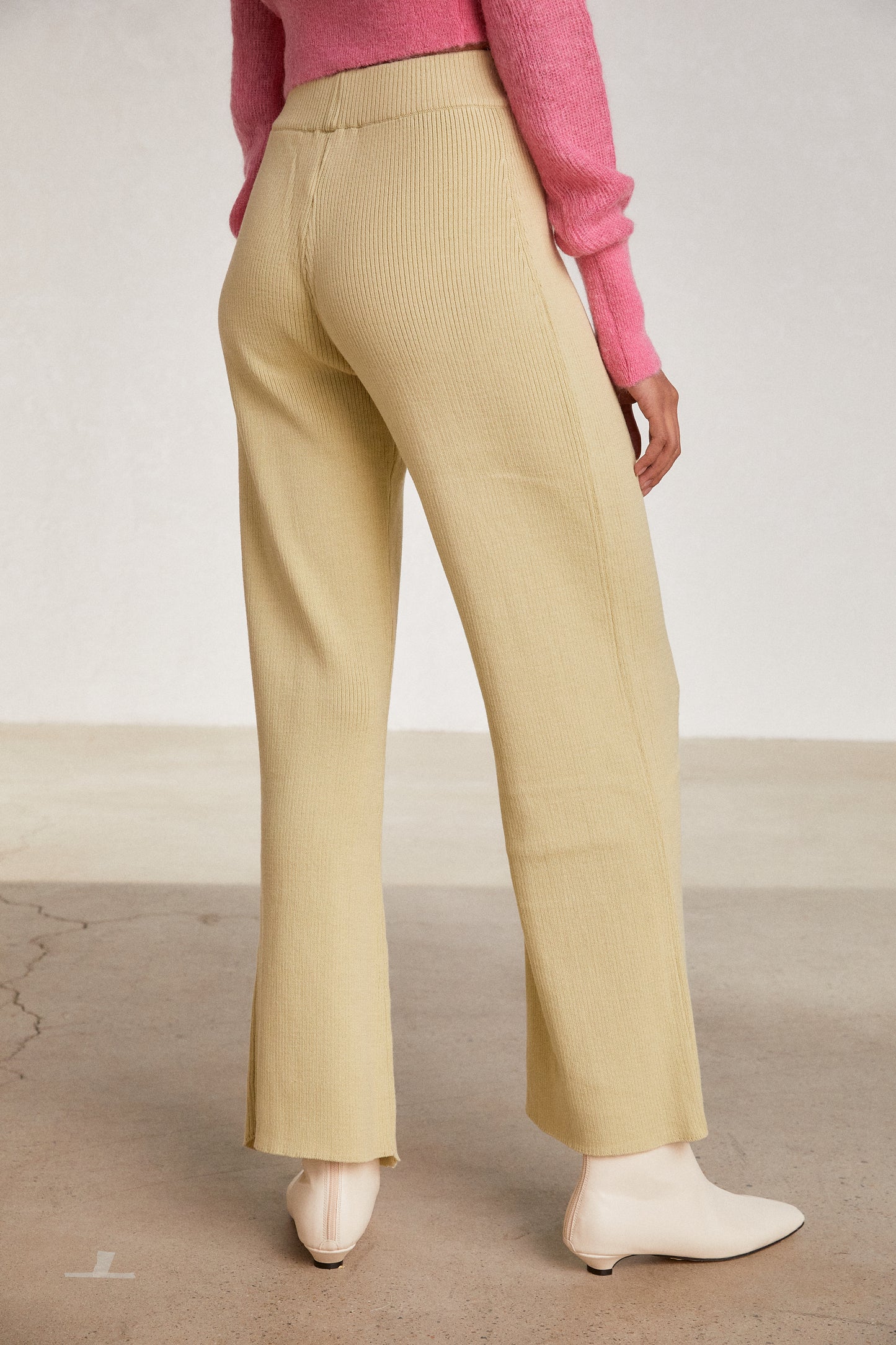 Soft Feel Flared Knit Pants, Honeysuckle Yellow
