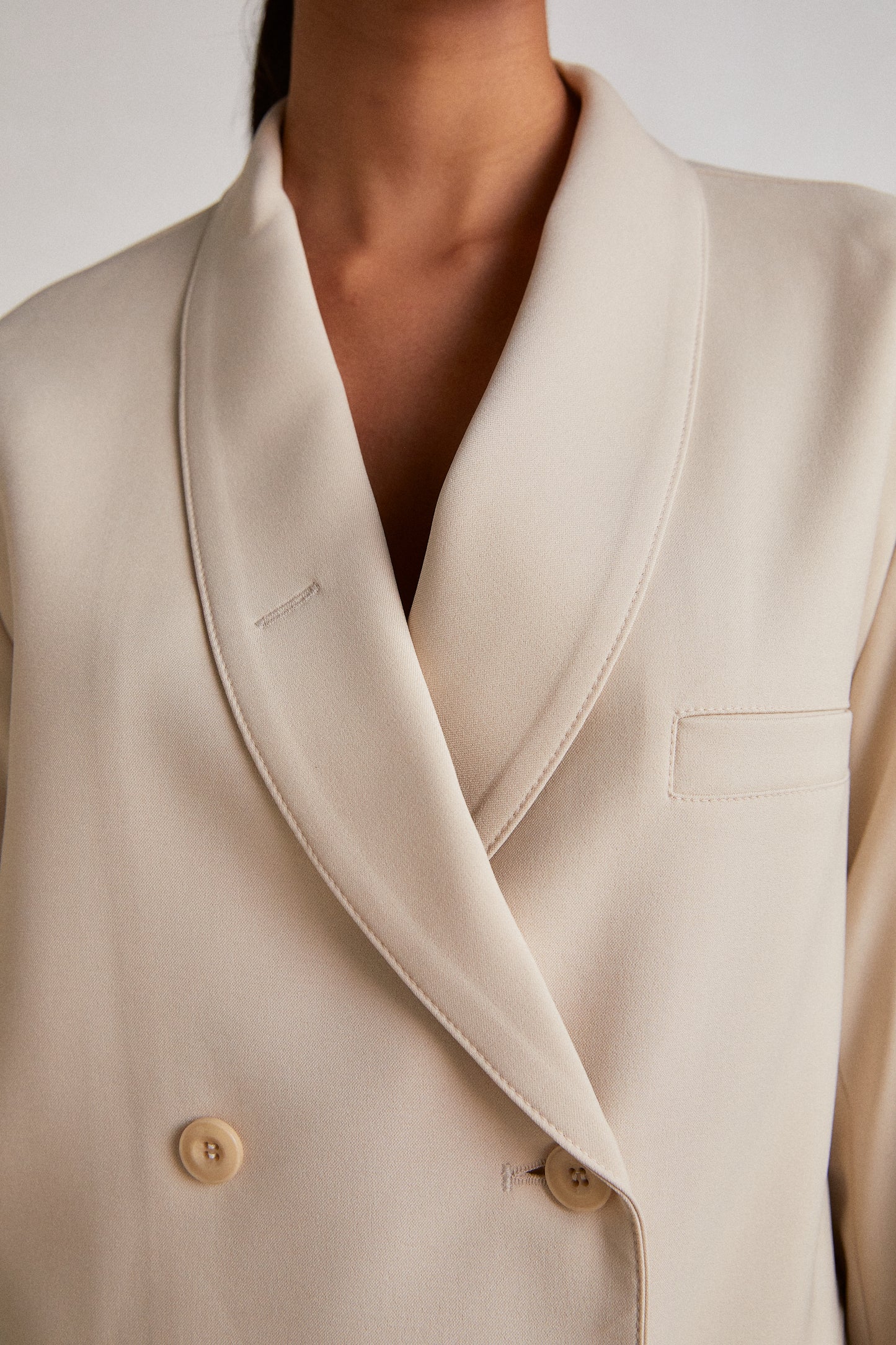 Boxy Suit Blazer Jacket, Cream Beige
