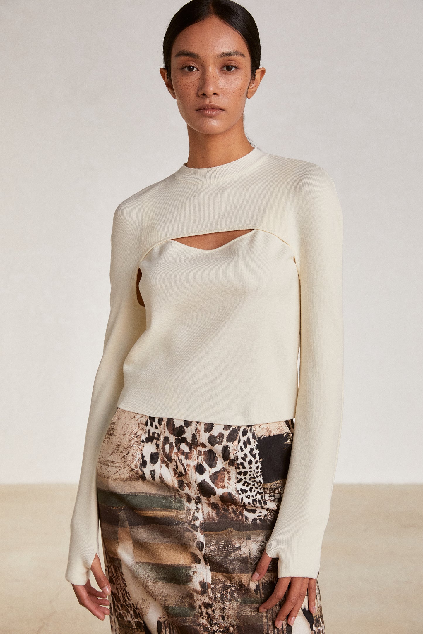 2 Piece Cut Out Knit Set, Ivory