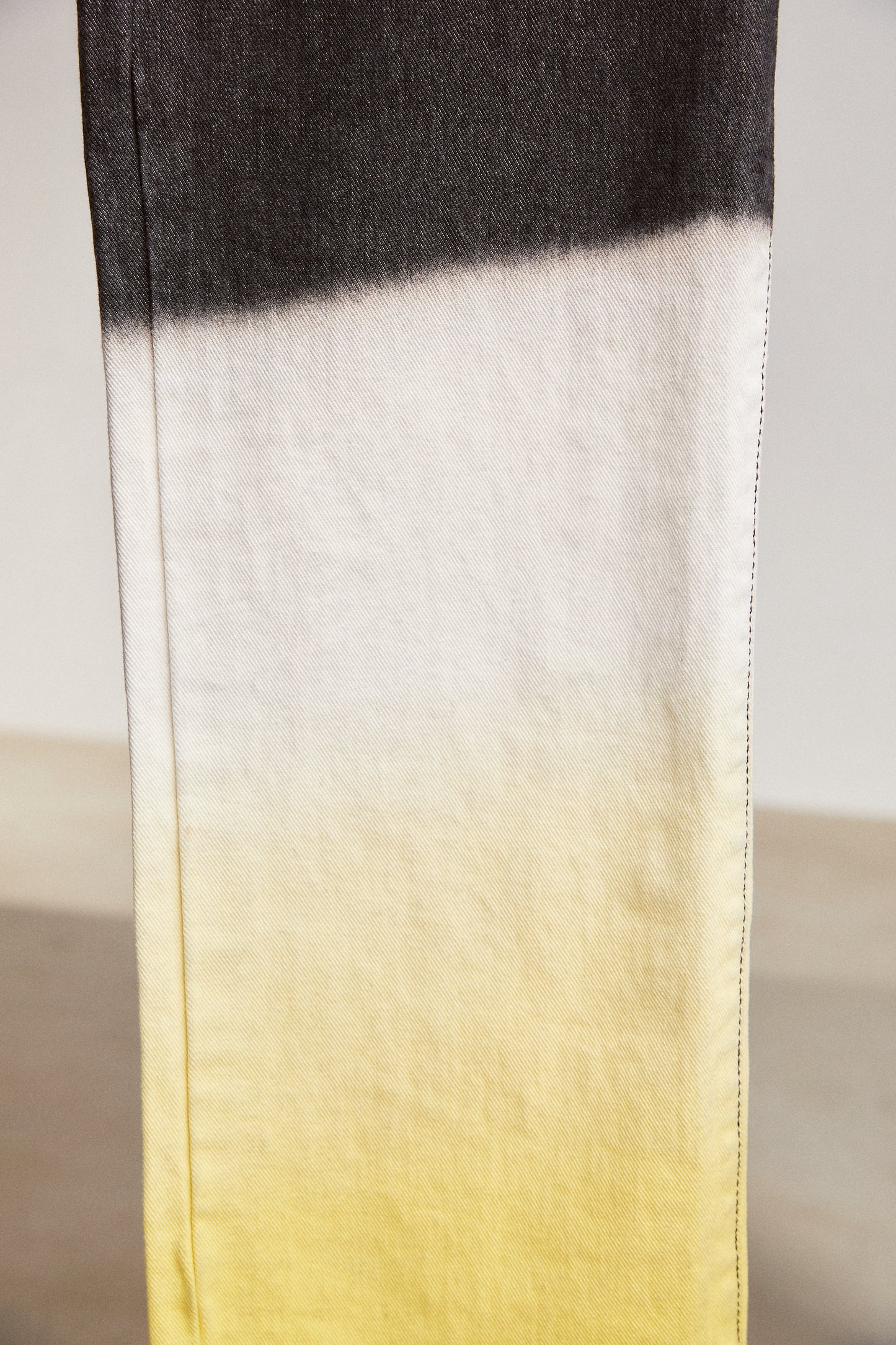 Triple Color Dip Dye Jeans, Black & Yellow