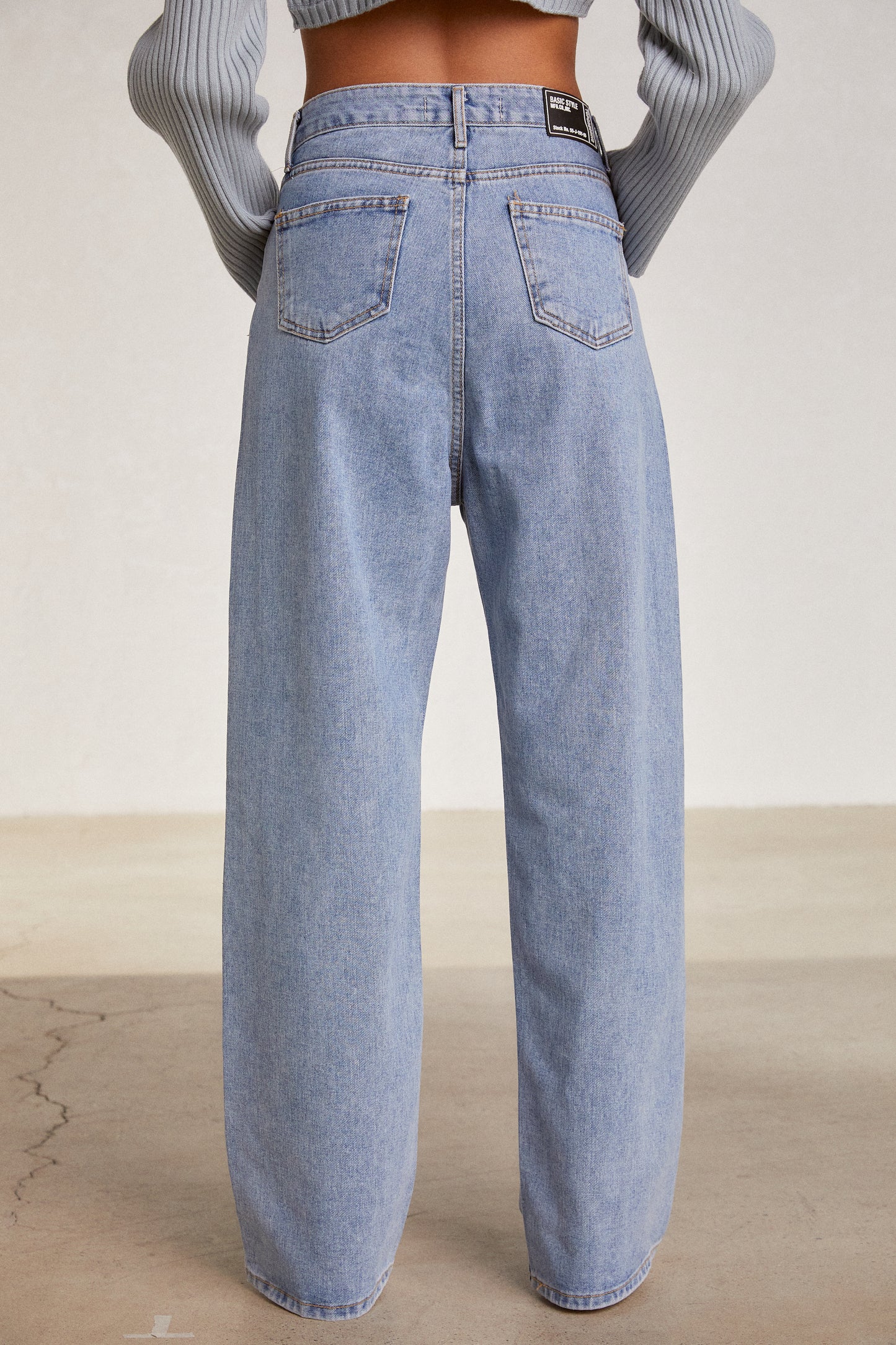 Criss Cross Waist Jeans, Light Blue