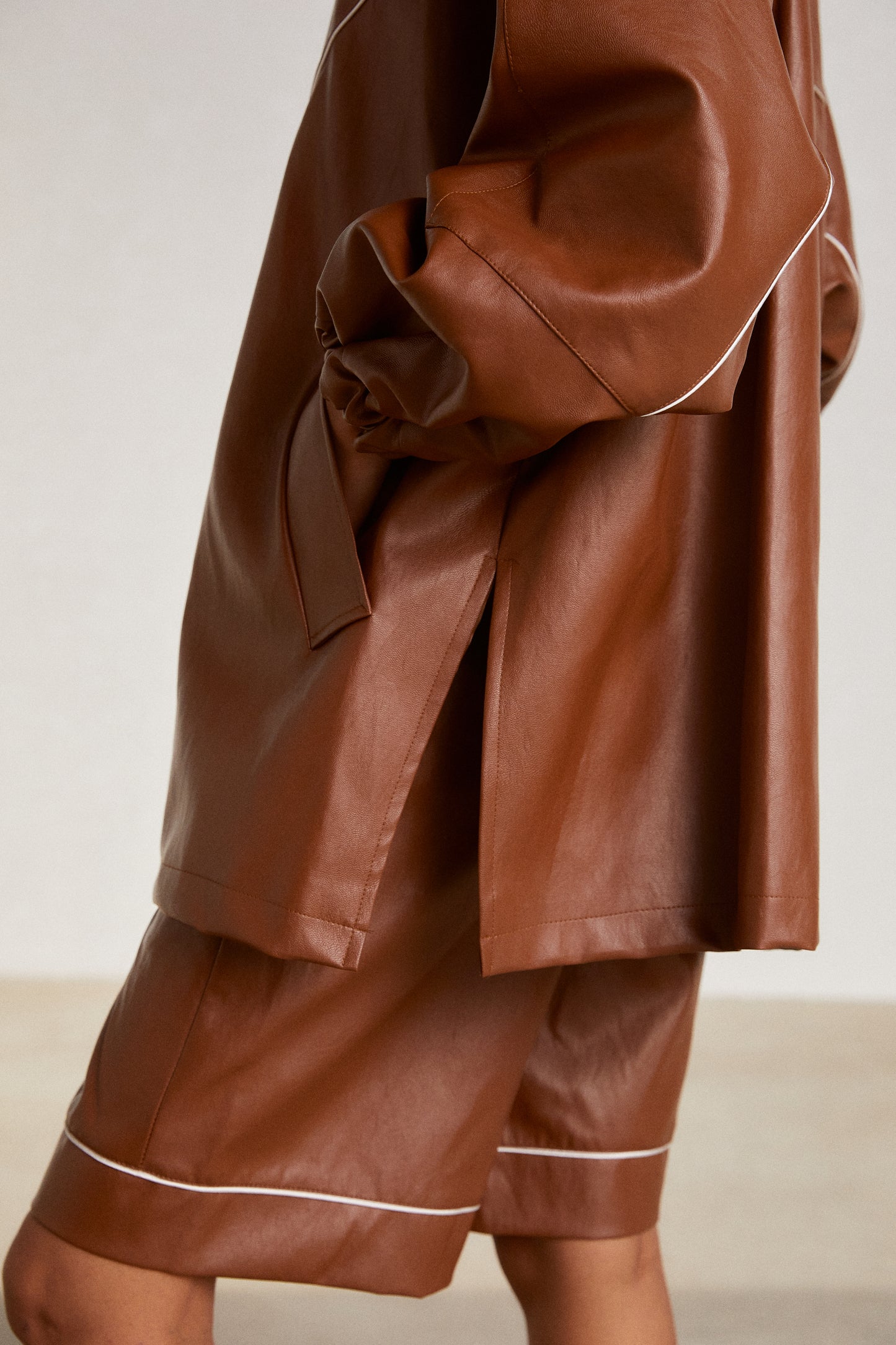 Oversized Leather Parka, Cinnamon