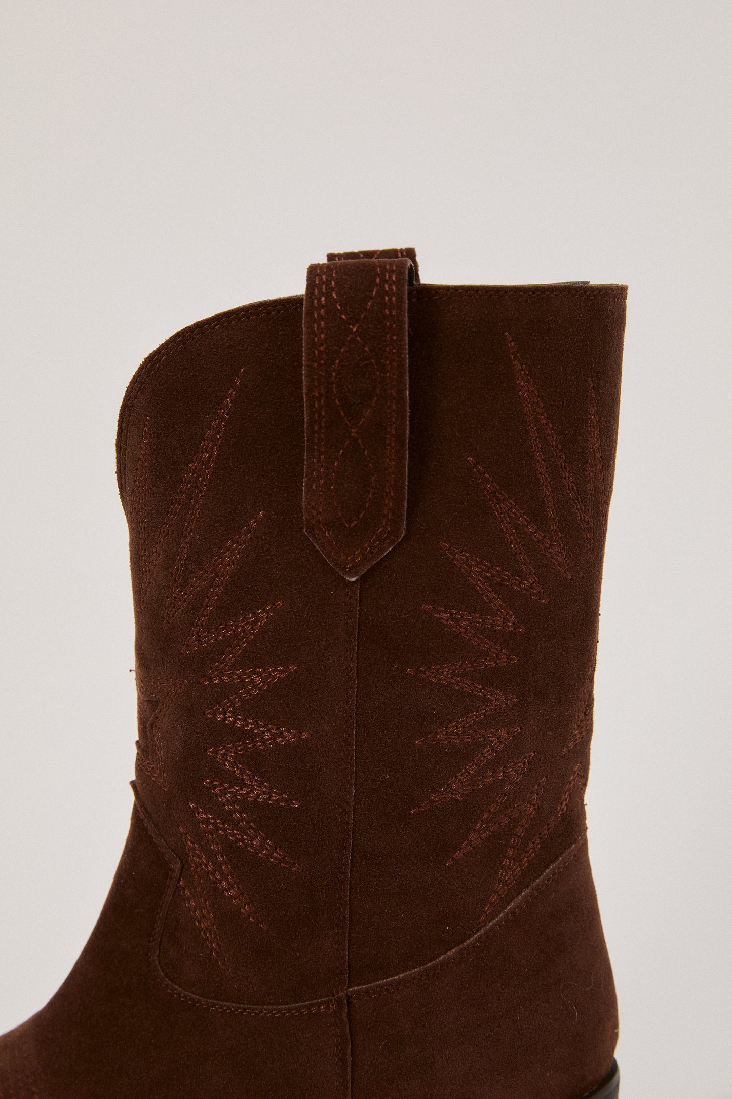 Vegan Suede Western Boots, Dark Brown