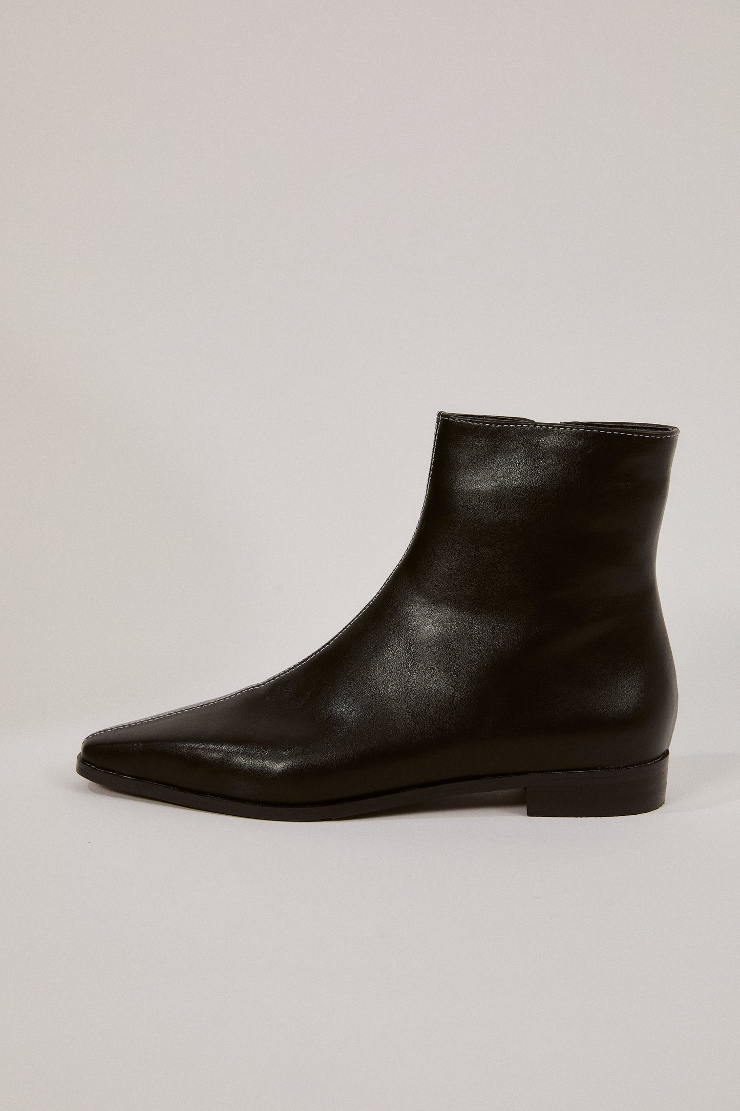 Stitched Side Zip Ankle Boots, Black