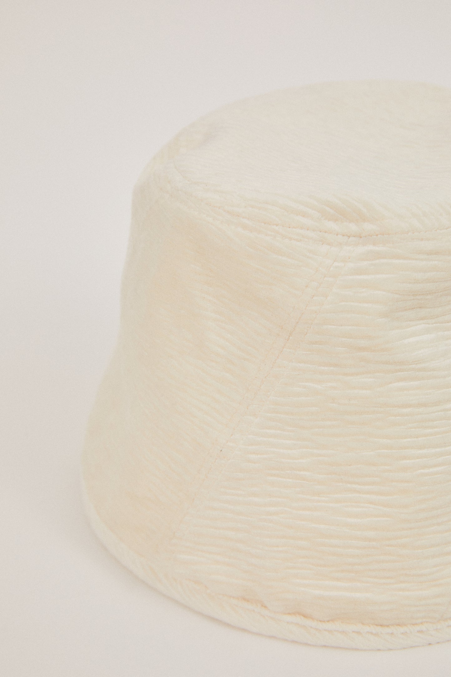 Velvet Pleated Bucket Hat, Ivory