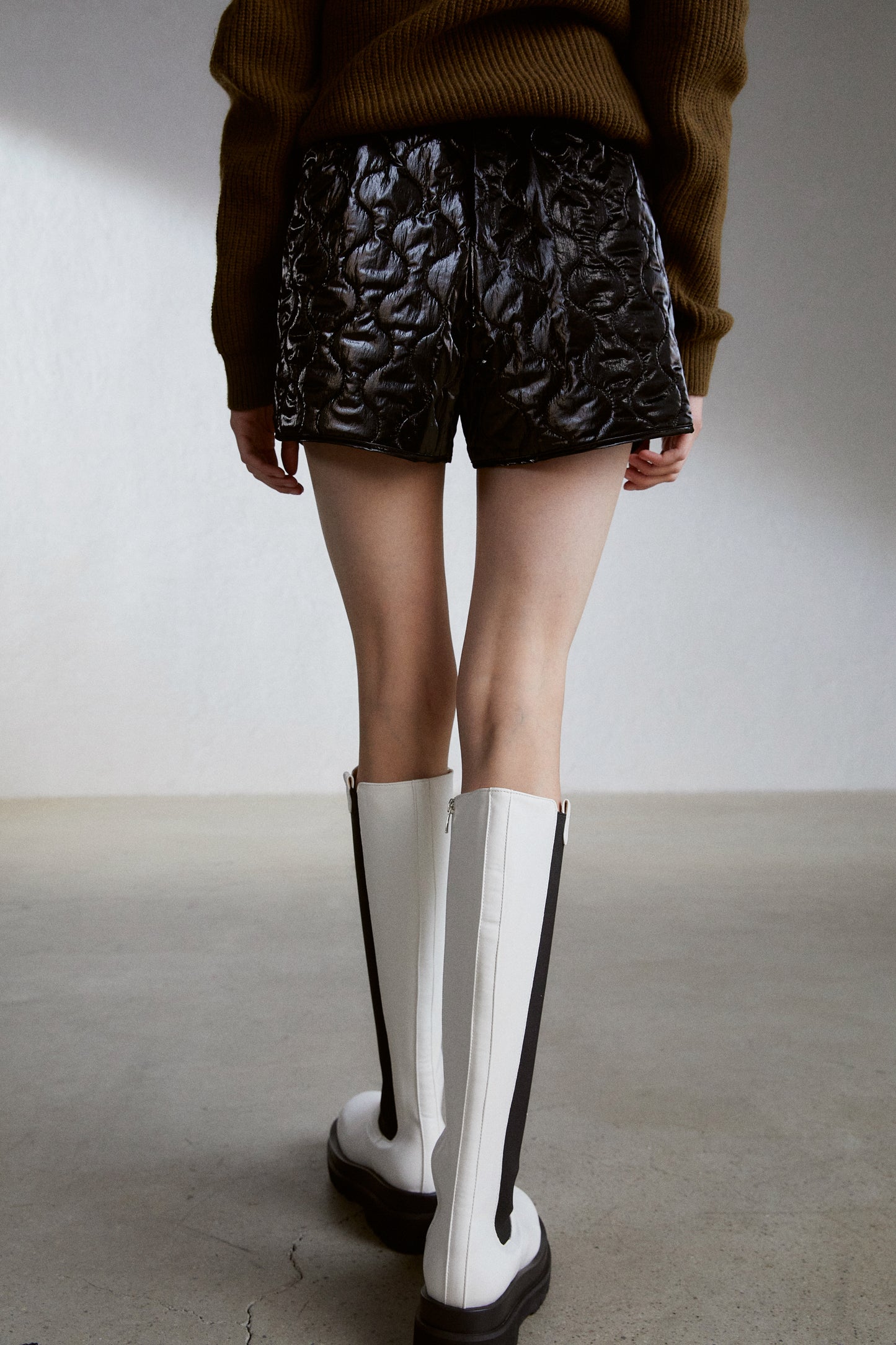 High Platform Knee Boots, Ivory