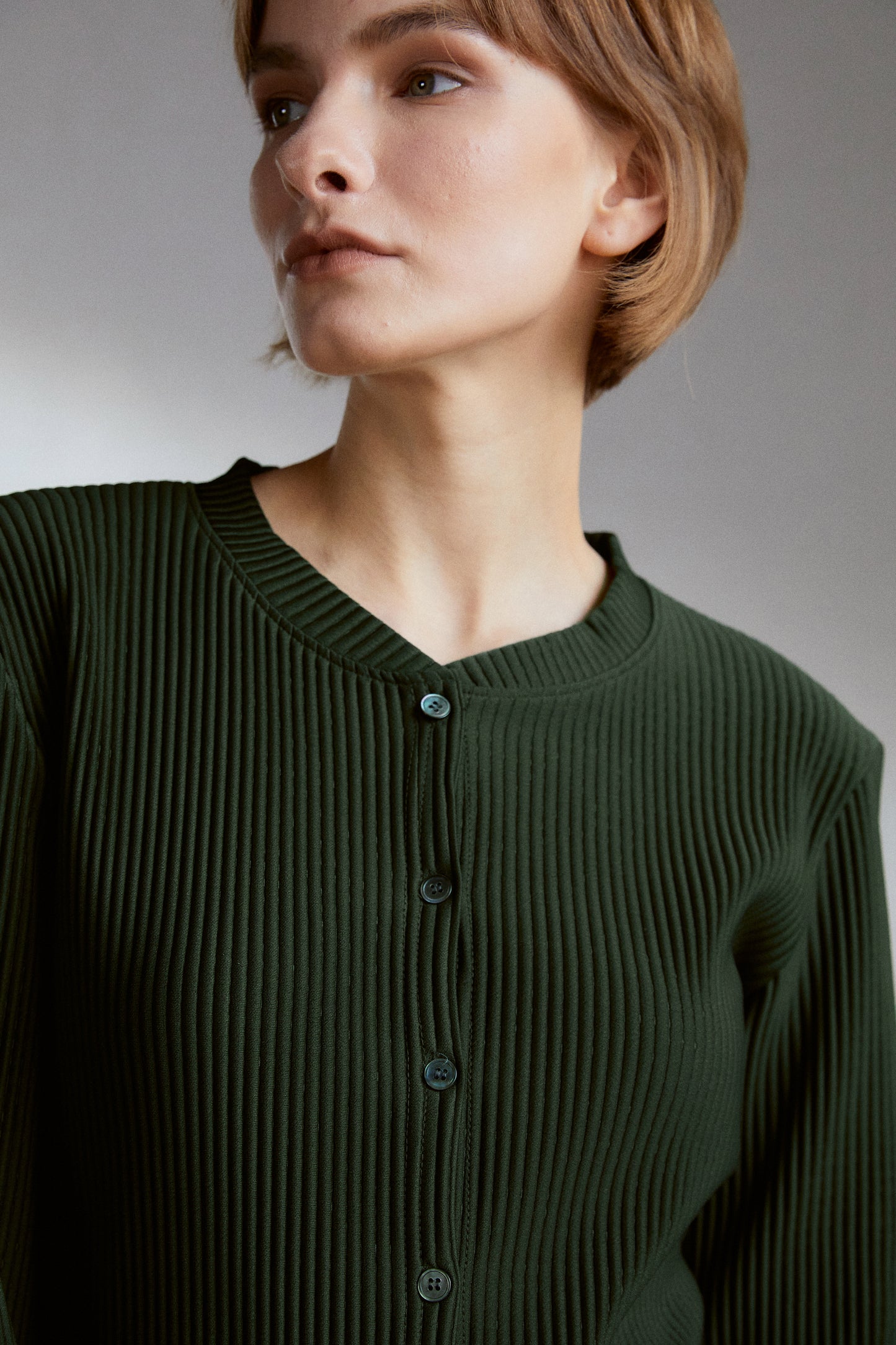 Pleated Loungewear Top, Khaki