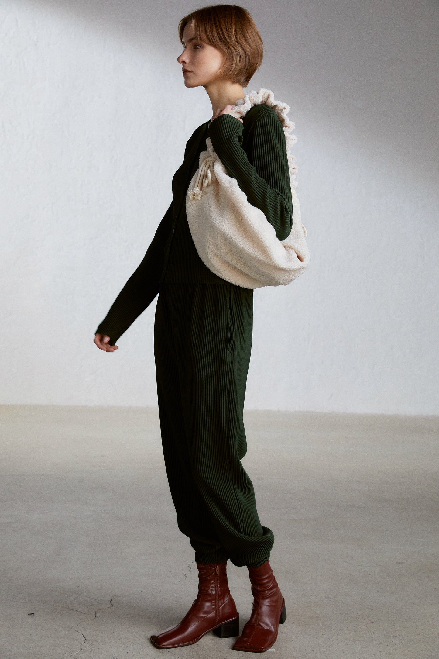 Teddy Shearling Bag, Cream