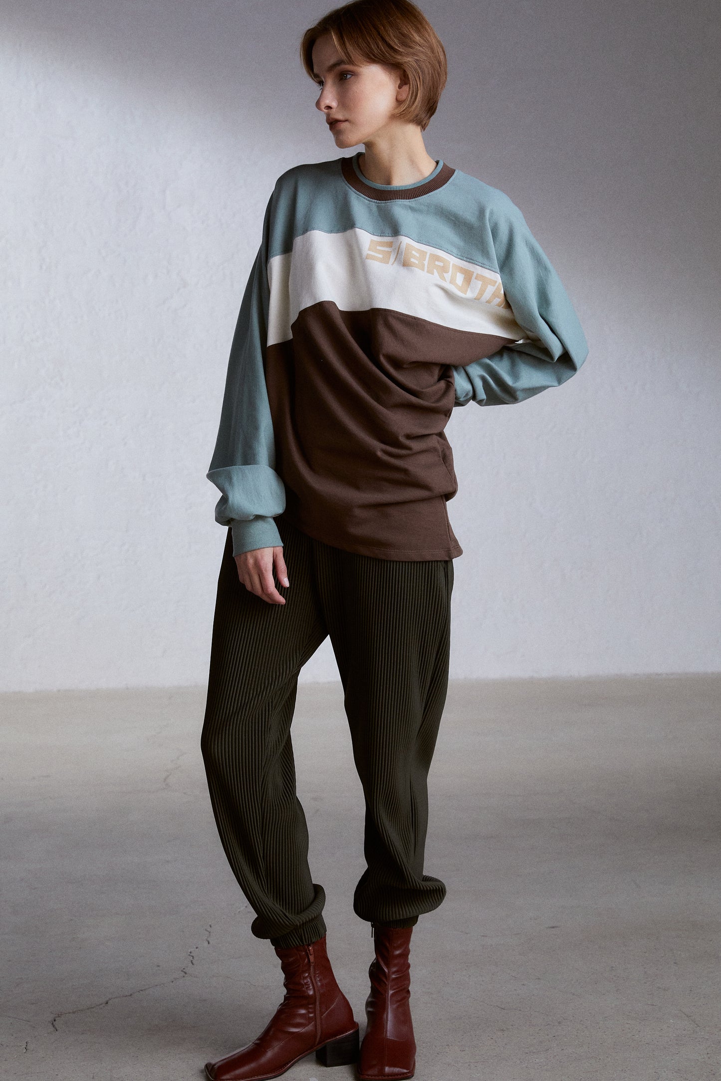 Asymmetric Gathered Top, Brown