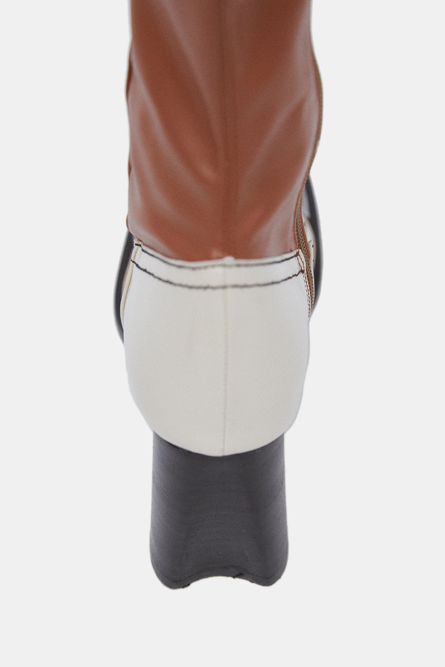 Two-Tone Cowboy Ankle Boots, Cinnamon/White