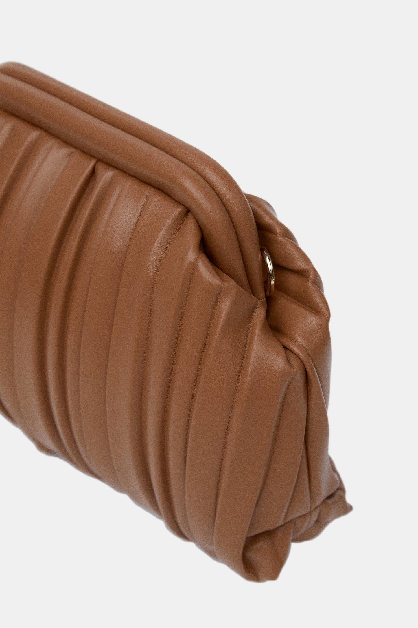Dumpling Leather Clutch, Camel Brown
