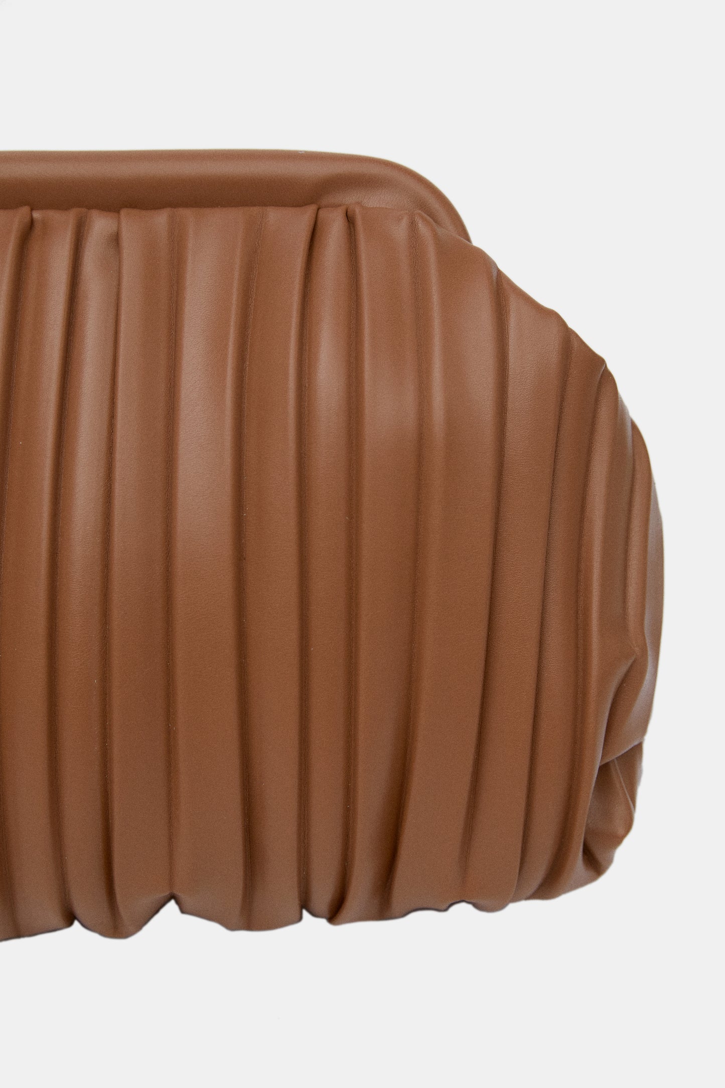 Dumpling Leather Clutch, Camel Brown
