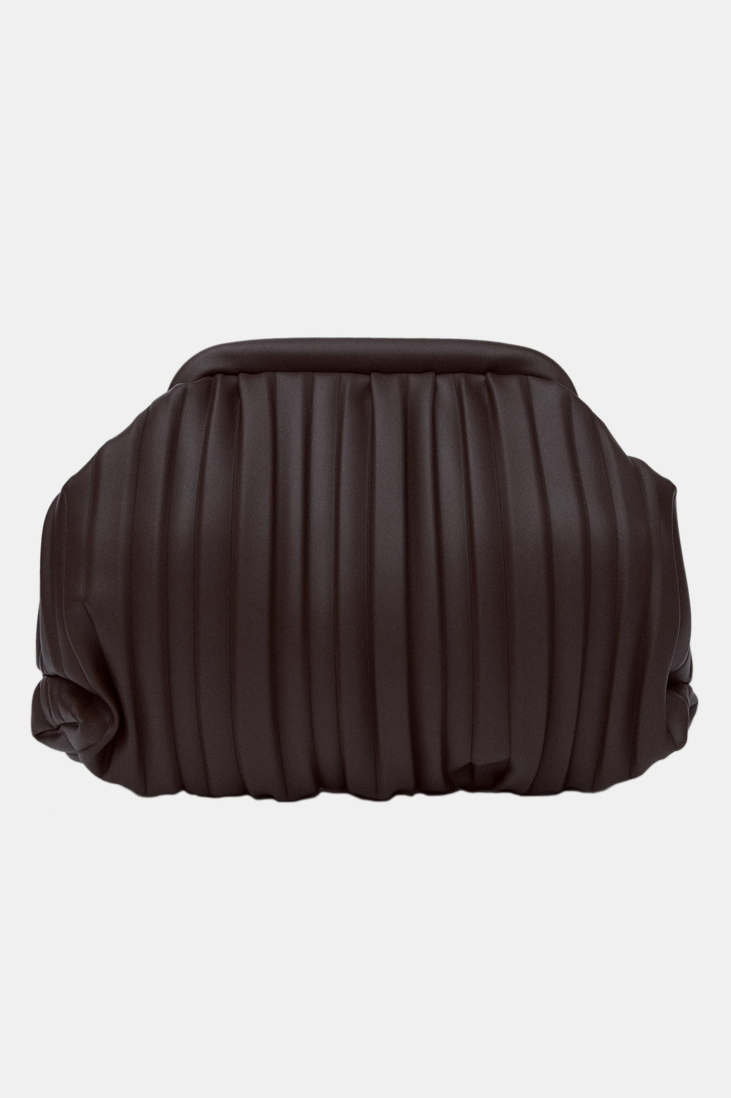 Dumpling Leather Clutch, Dark Chocolate