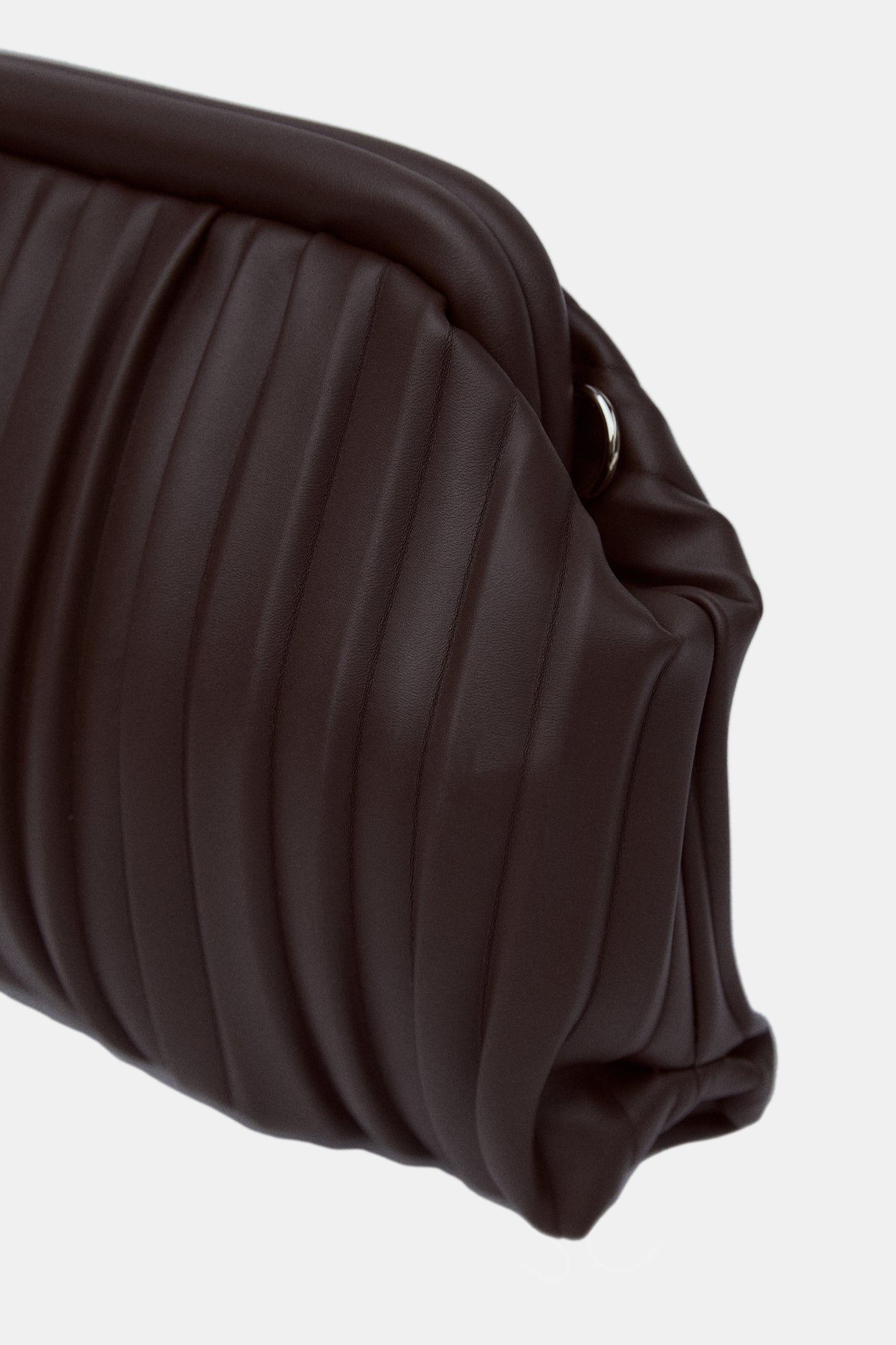 Dumpling Leather Clutch, Dark Chocolate
