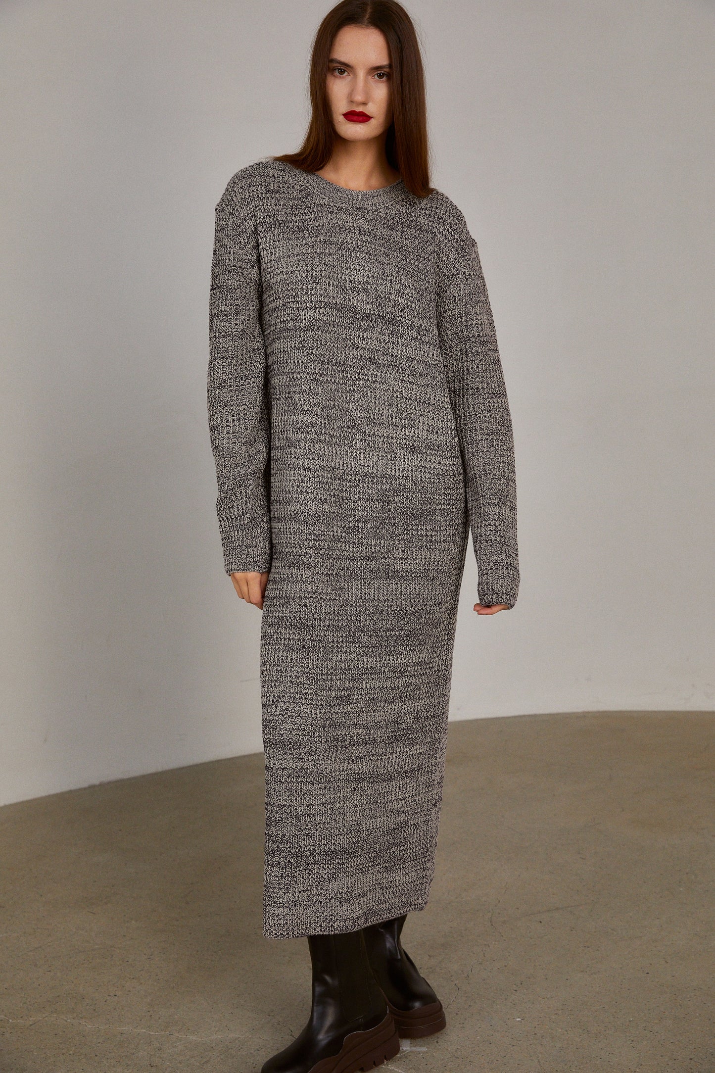 Chunky Textured Open Knit Maxi Dress, Dark Purple