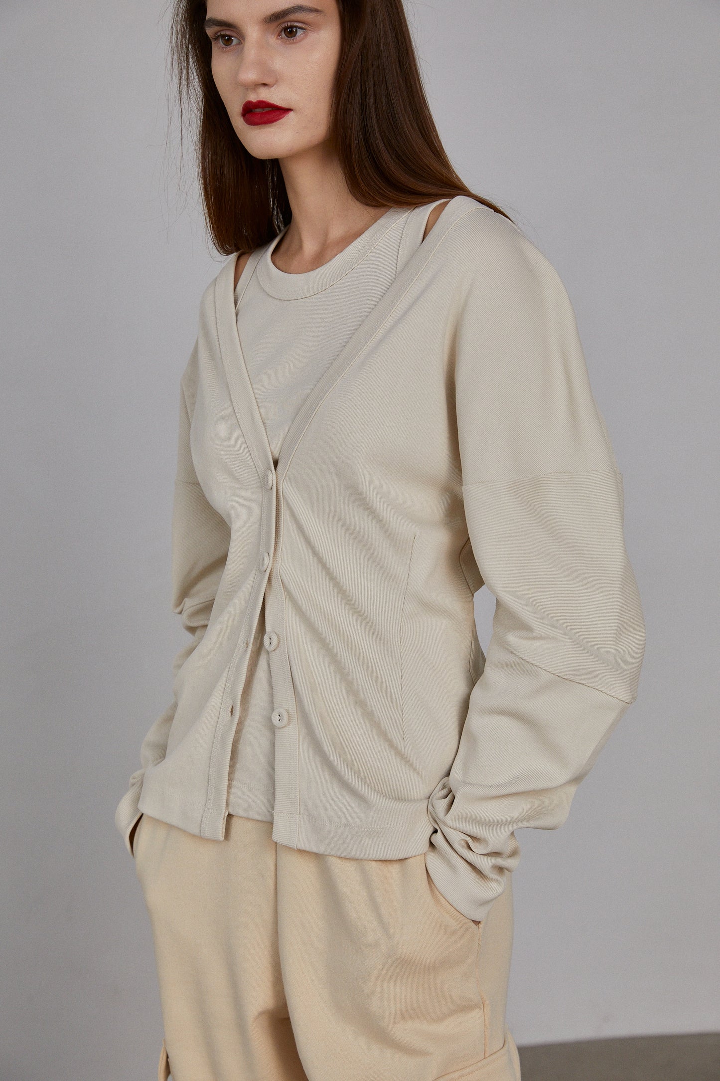 Cotton Tank And Cardigan Set, Sesame