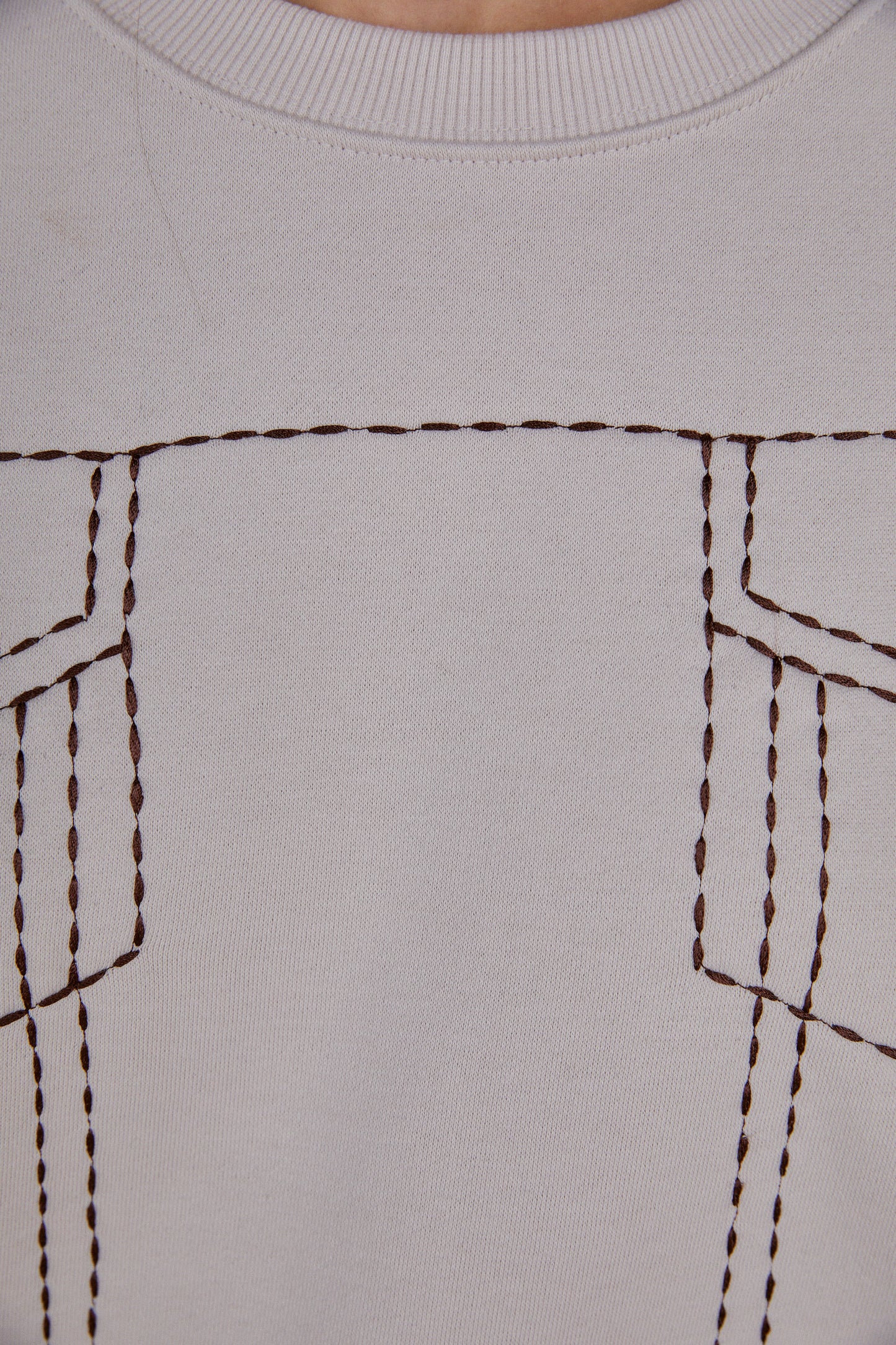 Stitched Sweatshirt Set, Pale Ivory