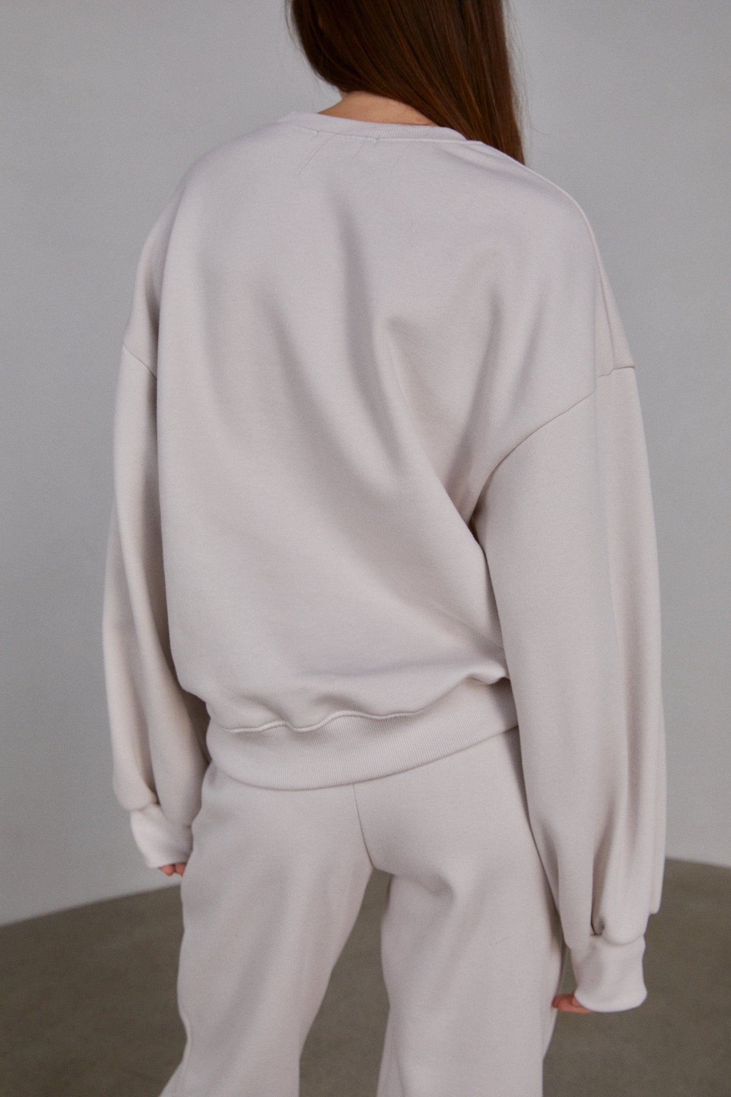 Stitched Sweatshirt Set, Pale Ivory