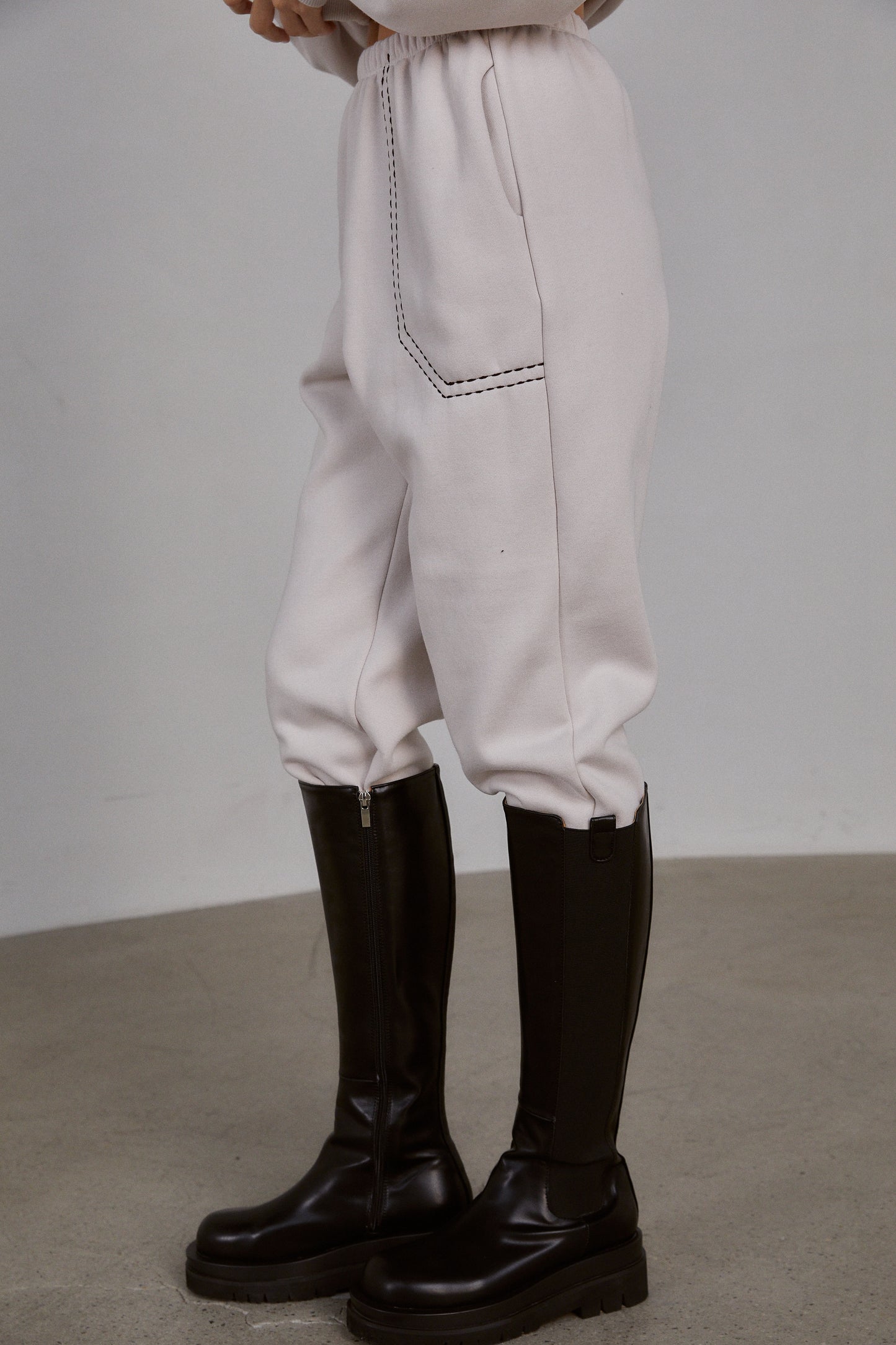 Stitched Sweatshirt Set, Pale Ivory